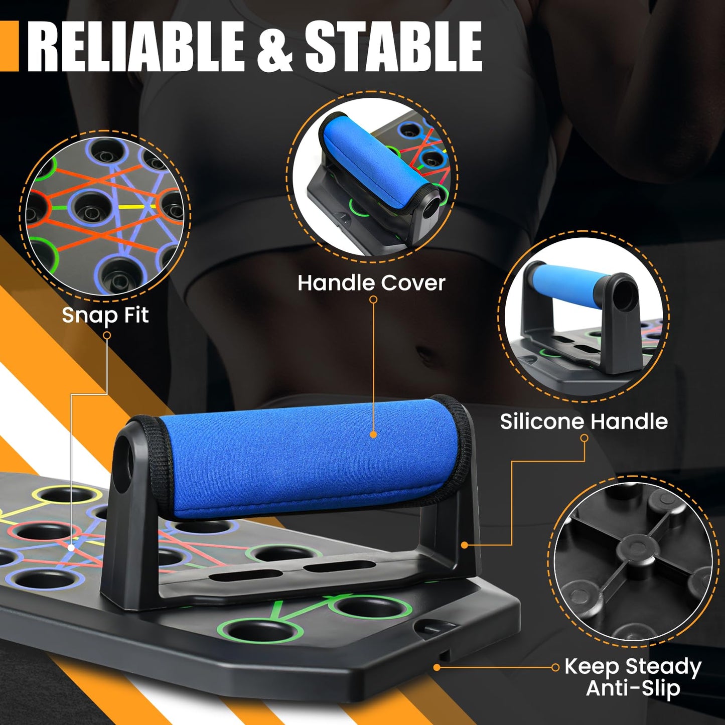 TASZOOS Portable Push Up Board - 20 in 1 Foldable Pushup Board Fitness - Push Up Bar at Home Gym - Strength Training Equipment for Men and Women