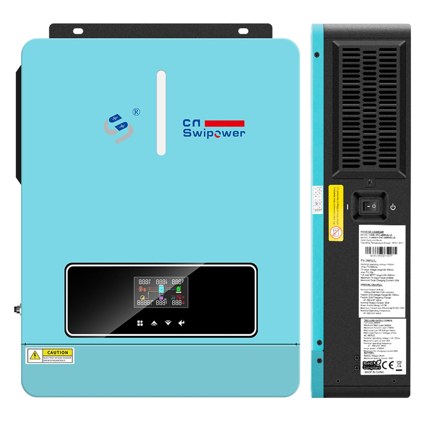 Xijia 3600W Hybrid Solar Inverter，24VDC to 120VAC Power Converter with 120A MPPT Solar Charging Controller，Battery-Less Operation Pure Sine Wave Inverter for Home, RVs and Off-Grid Cabin