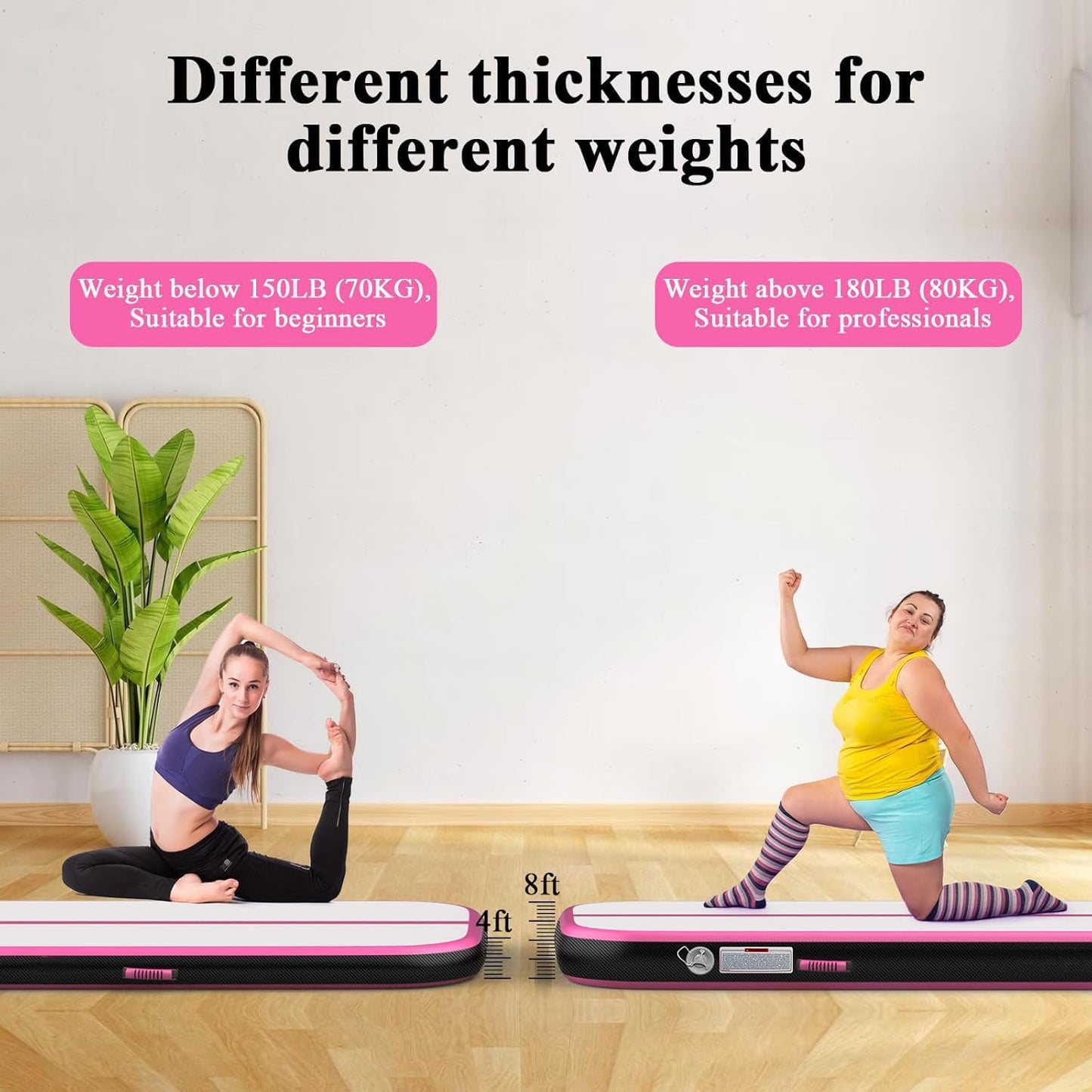 Estgora Gymnastics Mat For Tumbling 6.6ft Tumble Track 4 Inch Thick Inflatable Gymnastic Training Equipment For kids At Home Gym Cheerleading with Electric Pump