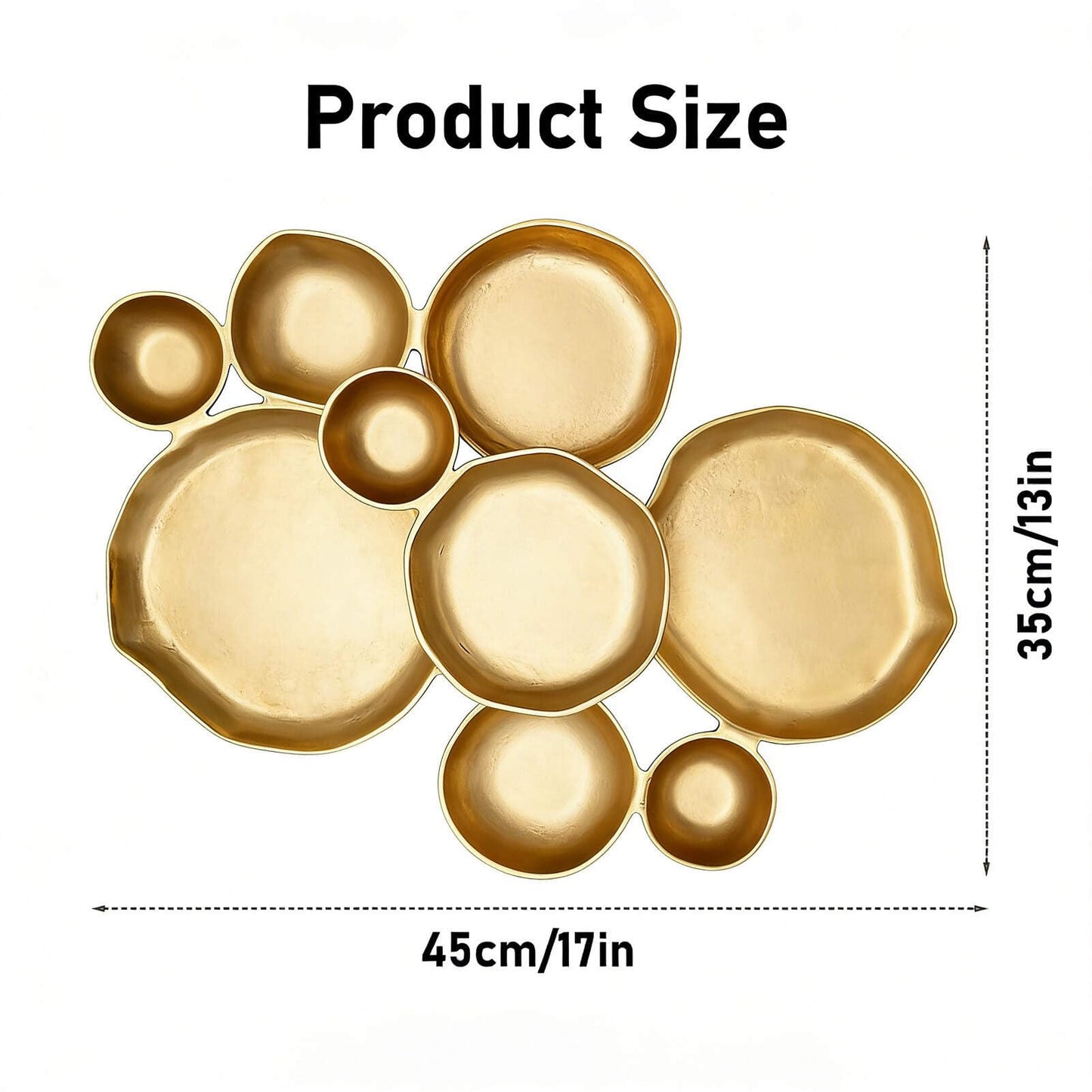 9-Piece Round Cluster Serving Bowls Set Gold Connected Design for Entertaining Snacks Nuts Chips Sturdy Serving Tray Decorative Tableware Supplies Platter Box for Candy Cocktail Party Serving Sets