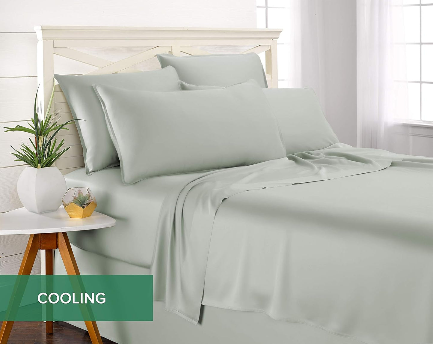 Pure Bamboo Twin XL Sheets - 100% Organic Viscose Bed Sheet Set | Luxuriously Soft & Cooling (Sea Glass)