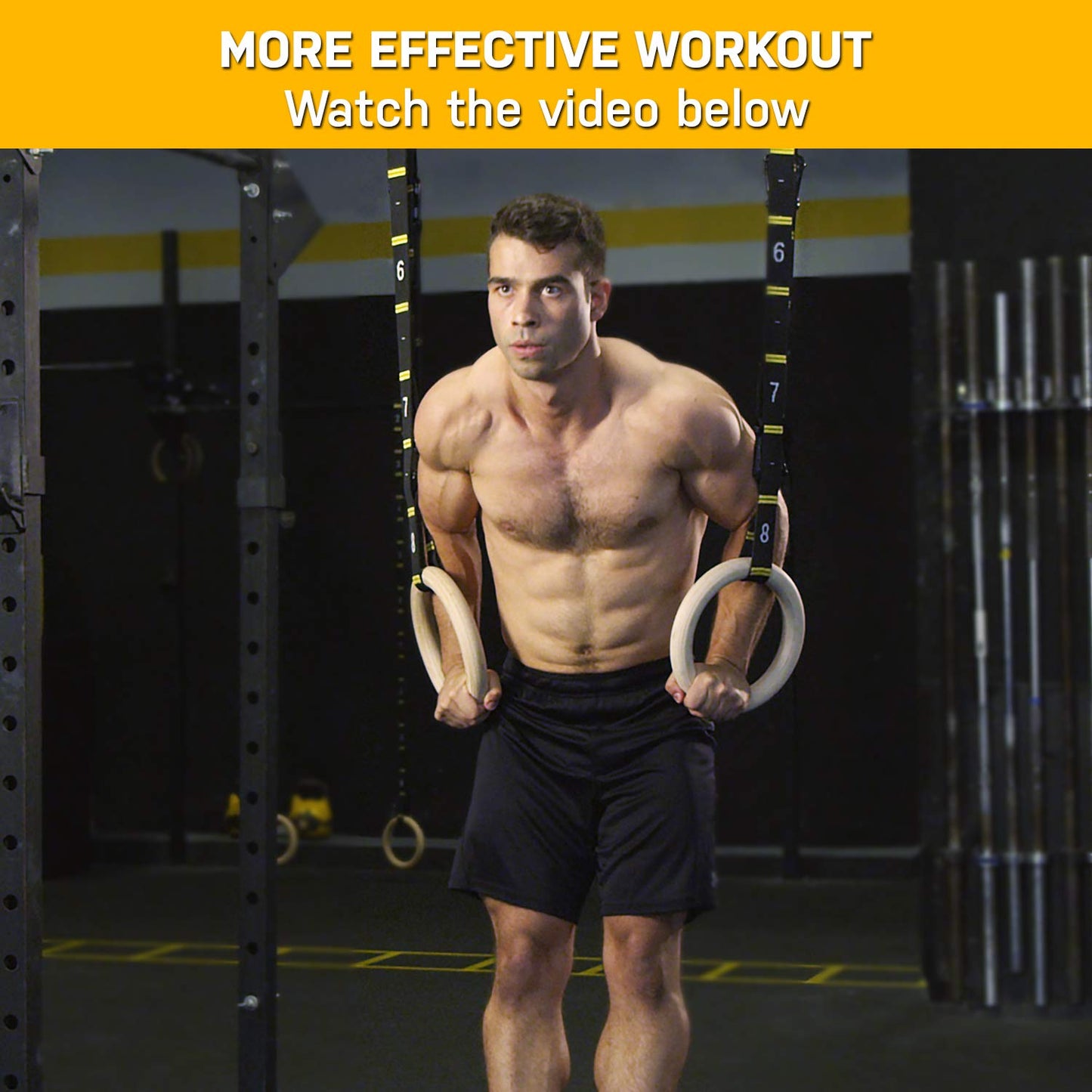 Double Circle Wood Gymnastics Rings with Quick Adjust Numbered Straps and Exercise Videos Guide - Full Body Workout Rings, Calisthenics, Home Gym
