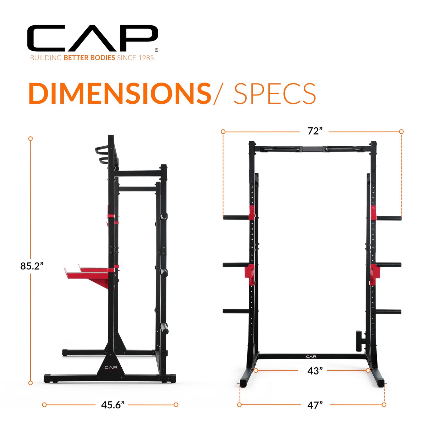 Cap Power Rack with Pull Up Bar & Attachments - Squat Rack & Strength Training Power Cage for Home Gym - Gray