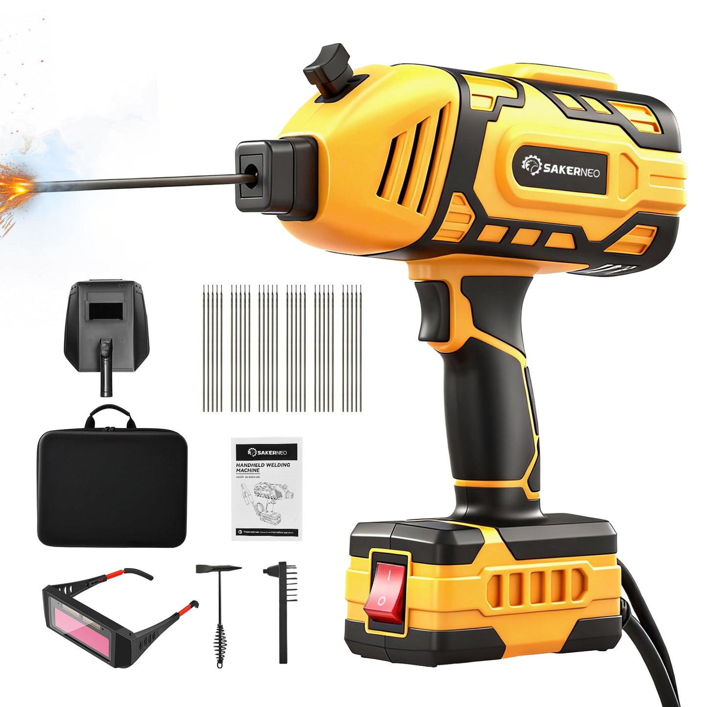 SakerNeo Portable Handheld Welding Machine 110V with IGBT Inverter, 5-Level Adjustable Current 20-120A, Compact Lightweight Design for Stick Welder, DIY Projects, and Professional Use (YELLOW)