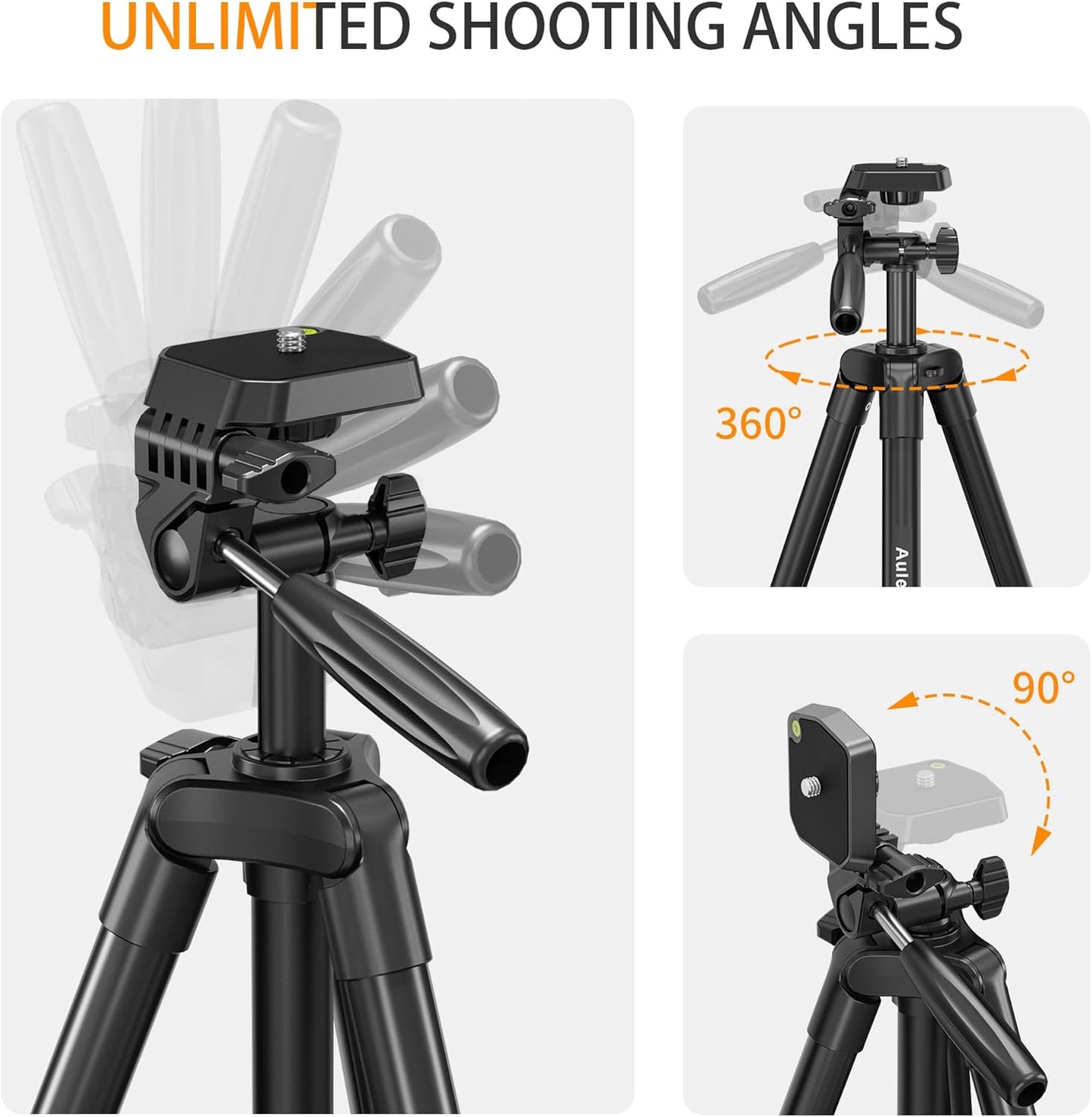 Auleda 60 6.6 LB Camera Tripod Lightweight Travel Tripod Stand Compatible with Canon Nikon DSLR Cameras with Wireless