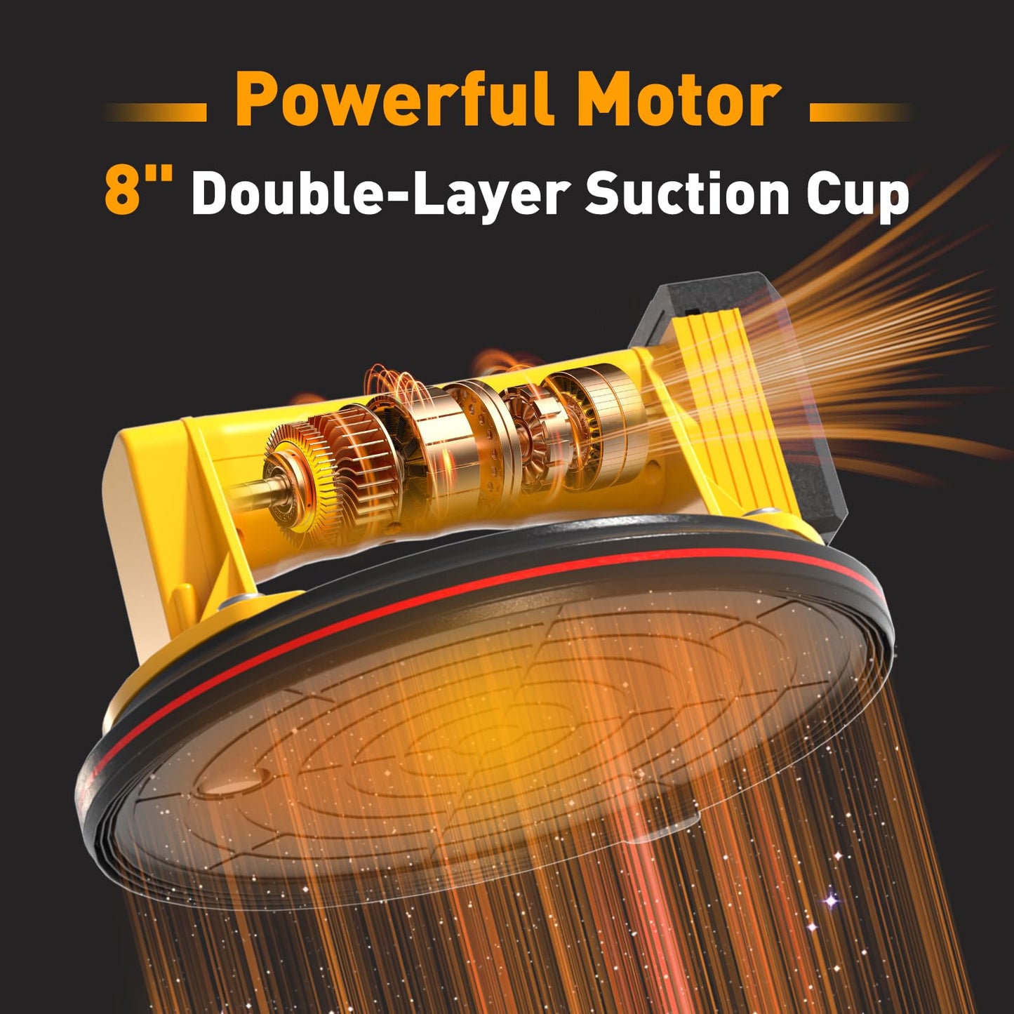 Electric Tile Suction Cups Lifter Tool Suction Cup for Glass 8" Heavy Duty 680 Lbs Battery Powered with 4X 2400mAh Batteries, Auto Start Pump, for Lifting Large Glass, Tile, Granite, Metal, Floor