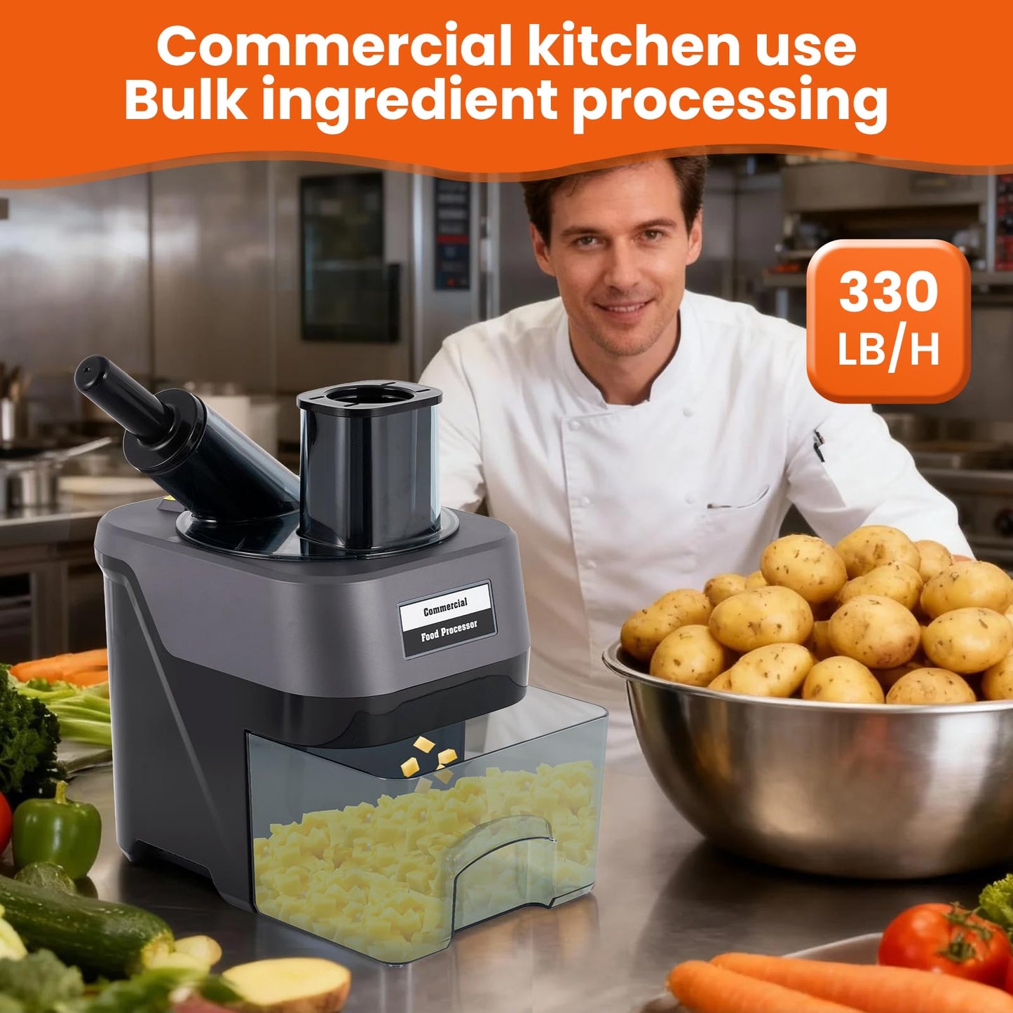 YMJOINMX Commercial Vegetable Dicer Machine with Transparent Container - Food Slicer & Shredder for Carrots, Potatoes, Mushrooms - Heavy Duty Stainless Steel Blade for Restaurant & Kitchen Use