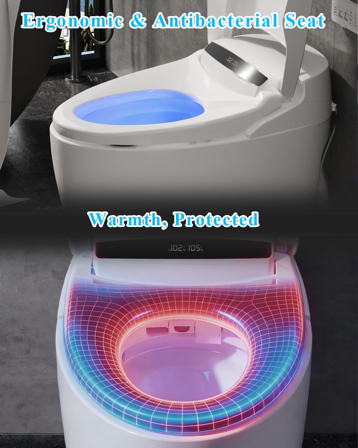 TOTTE Smart Toilet with Bidet Built-in, Auto Open/Close Lid, One Piece Elongated Toilet with Instant Warm Water & Warm Air Dryer, Self-Cleaning Technology, Night Light, Tankless Toilet, ECO Mode