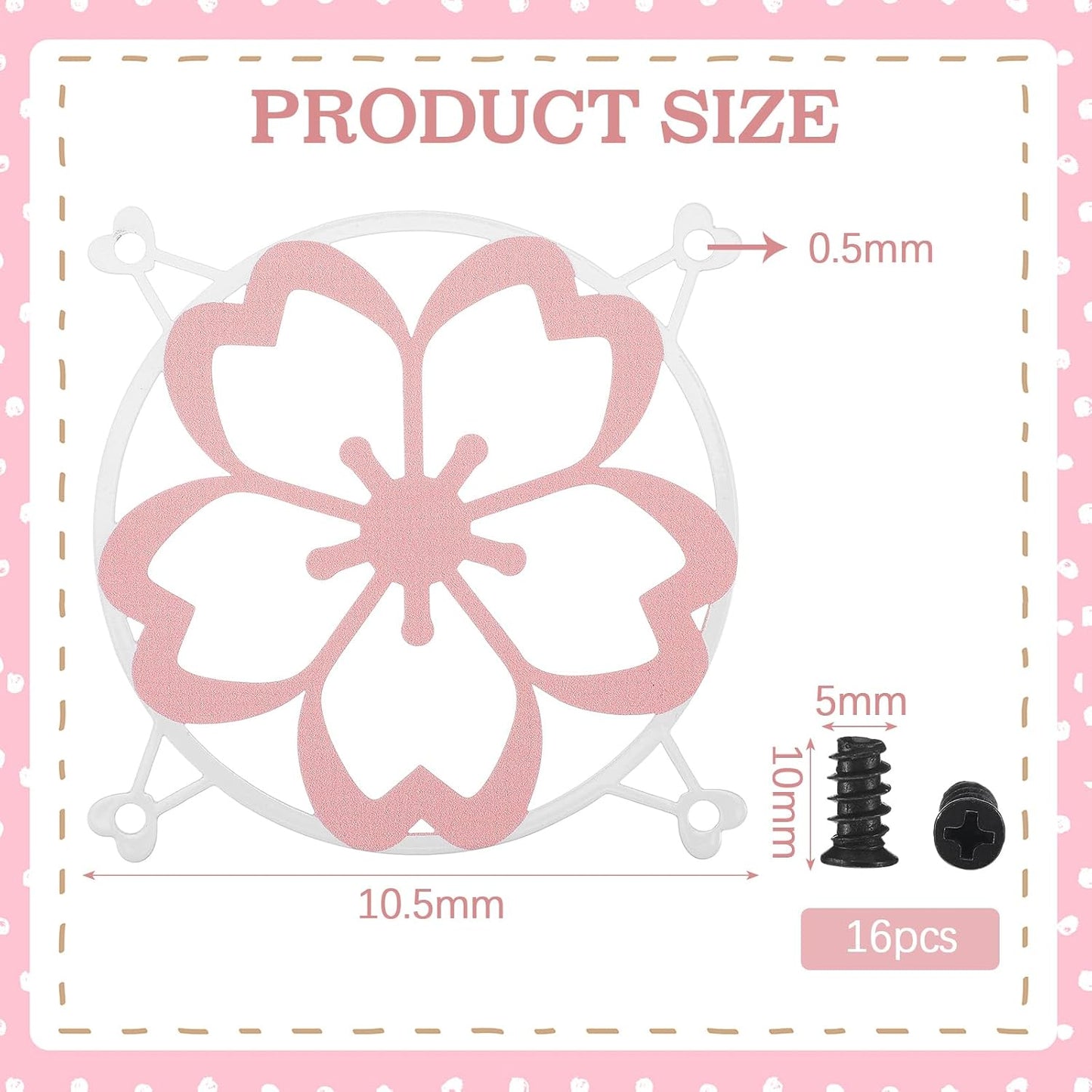 4 120mm Lounsweer Pcs Pink Sakura Guard Fan Grill Metal PC Fan Grill Cover with Screws Cute Computer Accessories
