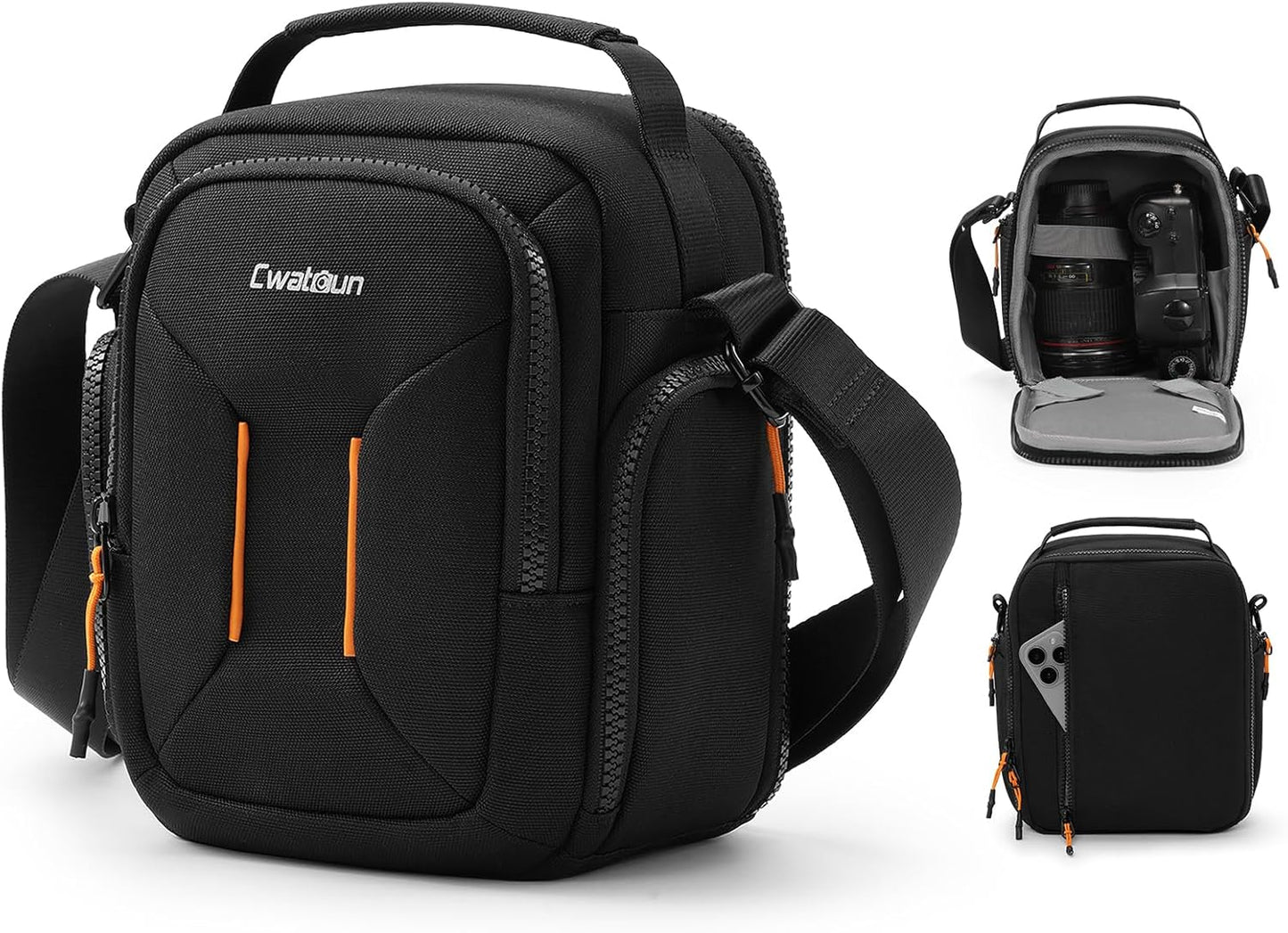 Cwatcun Campact Camera Bag Small Camera Sling Case for Canon Nikon Sony Fuji Cameras, Lens, DSLR SLR Mirrorless
