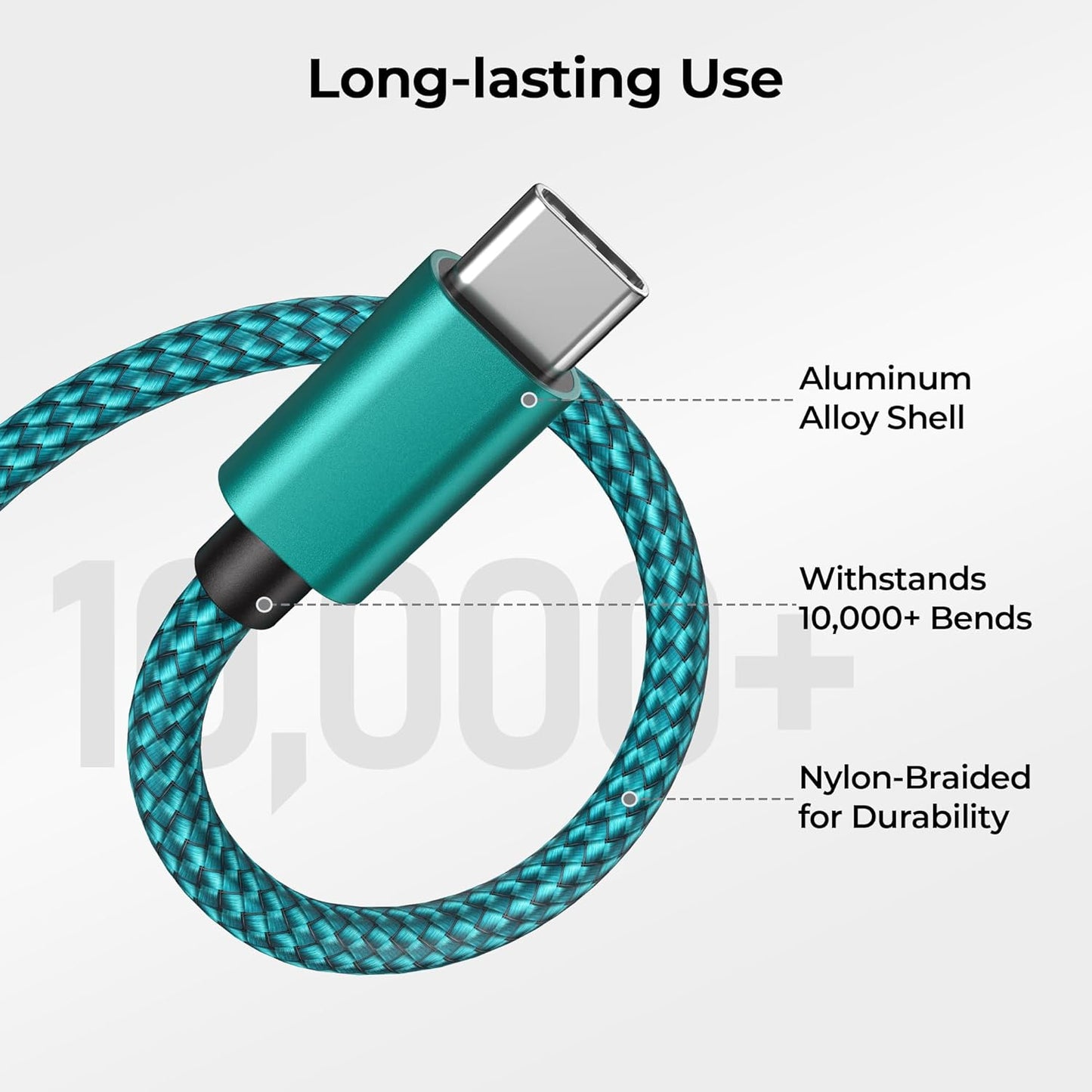 17 16 17e 15 10 4 5,Samsung S26 S25 S24 S23,Green,3Pack 3.3/6.6/10FT(1/2/3M) Basesailor for iPhone Pro Max Charger