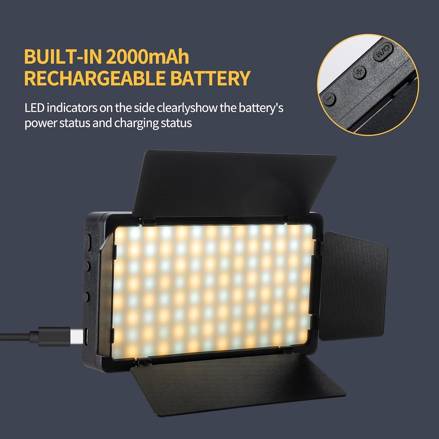 BVMGTT 4000mAh 2800K-6500K (3CCT) LED Video Light, Camera Light for Pictures Video Recording with Battery Support