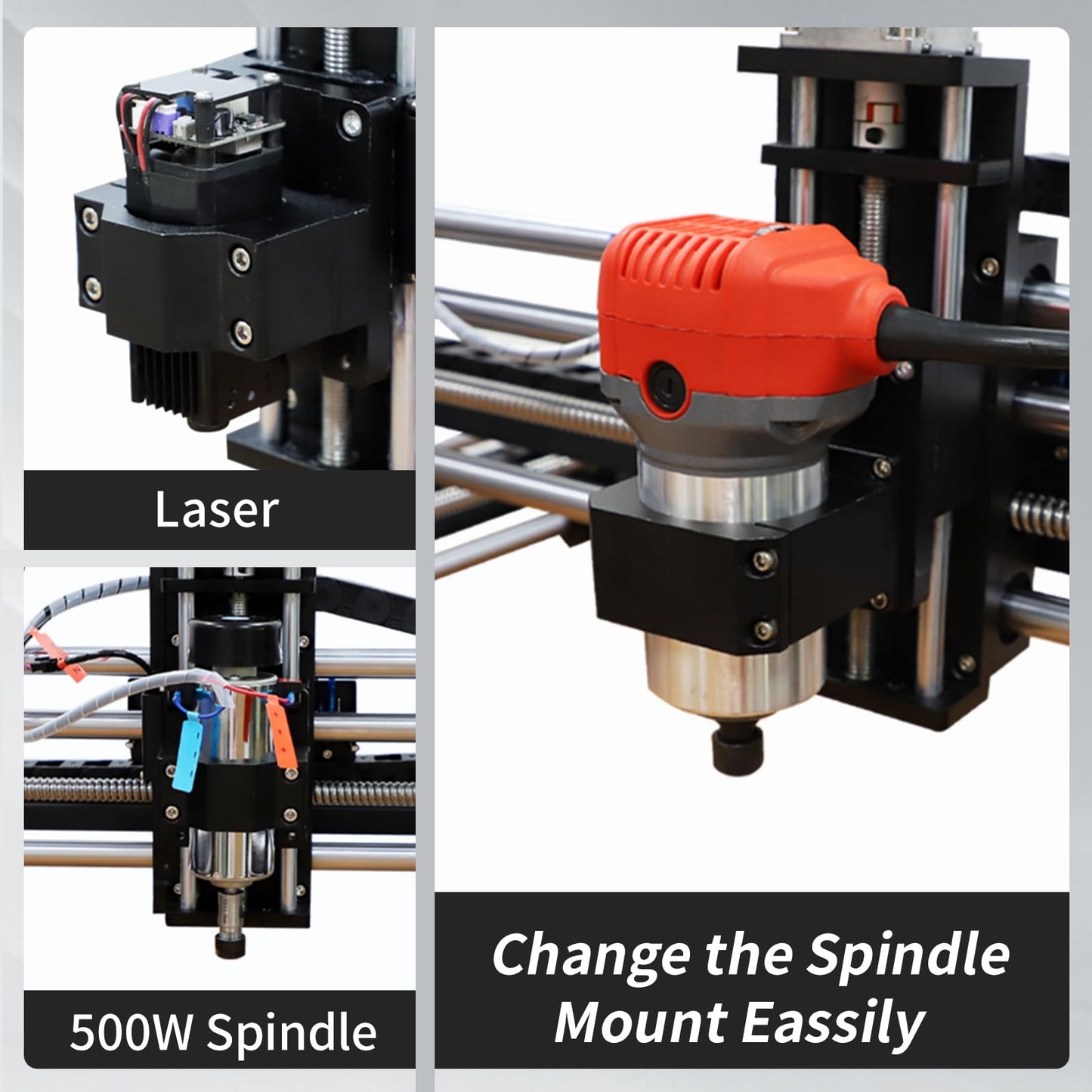WolfPawn Upgraded CNC Router Machine,3-Axis Grbl Conrol Milling Machine for Wood Acrylic Aluminum,Engraving Milling Machine for Wood Aluminum Cutting to Linear Rails (Style - A, 23.6in)