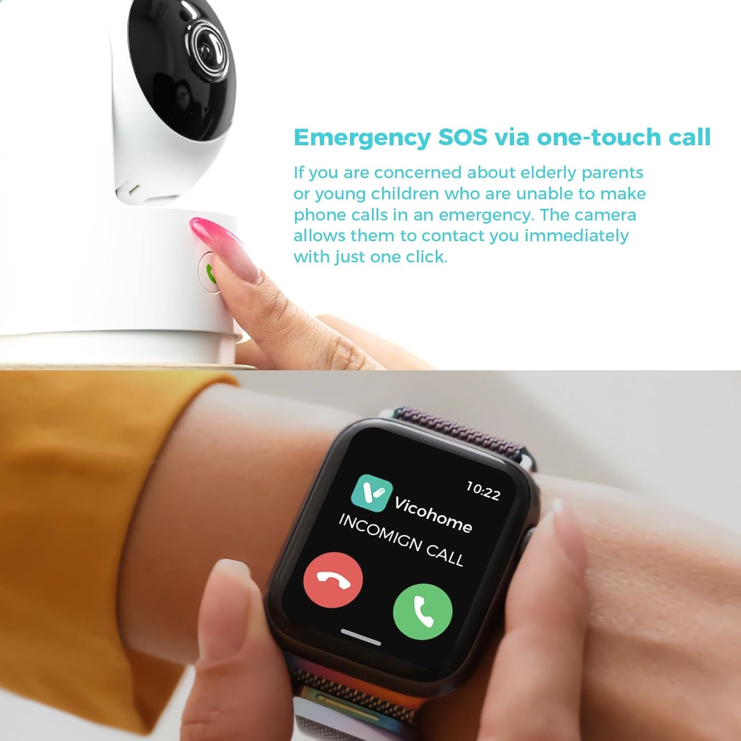 SOVMIKU 2K 5GHz 24/7 360 2-Way Setup, Alarm,180 Vicohome Indoor Security Camera, Wi-Fi, Plug-in, Recording, AI