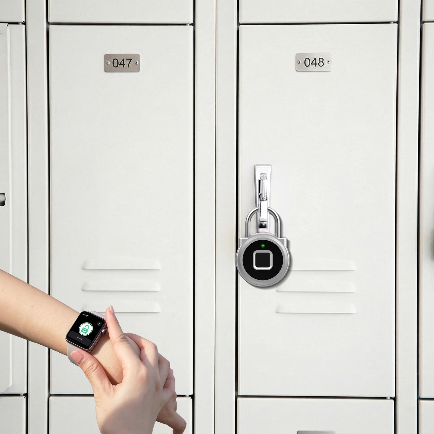 eLinkSmart Gym Locker Padlock with Fingerprint Remote Authorized Unlock Record - Waterproof Security Keyless Smart Lock for School Gym Locker Backpack Gun Case Field Box Silver Support iOS Watch