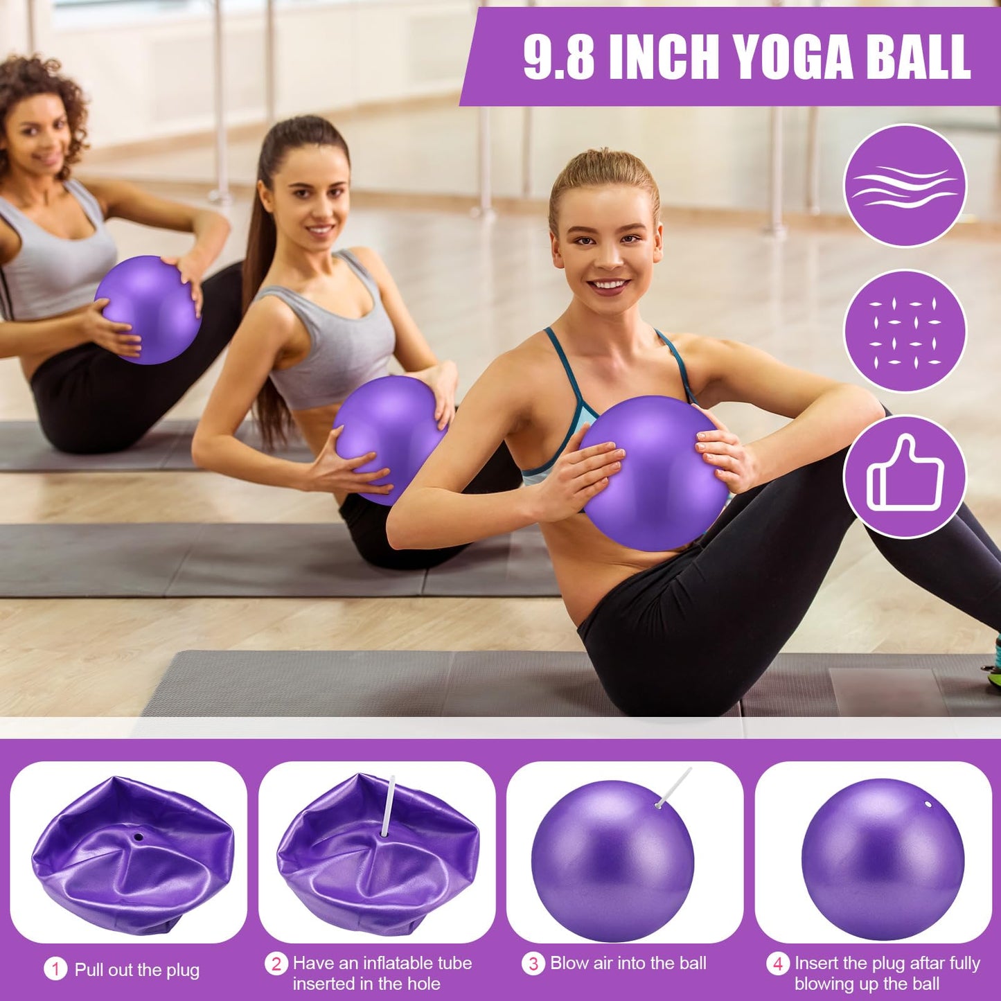 Silipull 10 Pcs Pilates Ring Blocks Set for Women Home Yoga Equipment Accessories Pilates Ring Circle and Ball Workouts Gift Include Ball Yoga Circle Resistance Bands Block Straps Gym Bag(Purple)