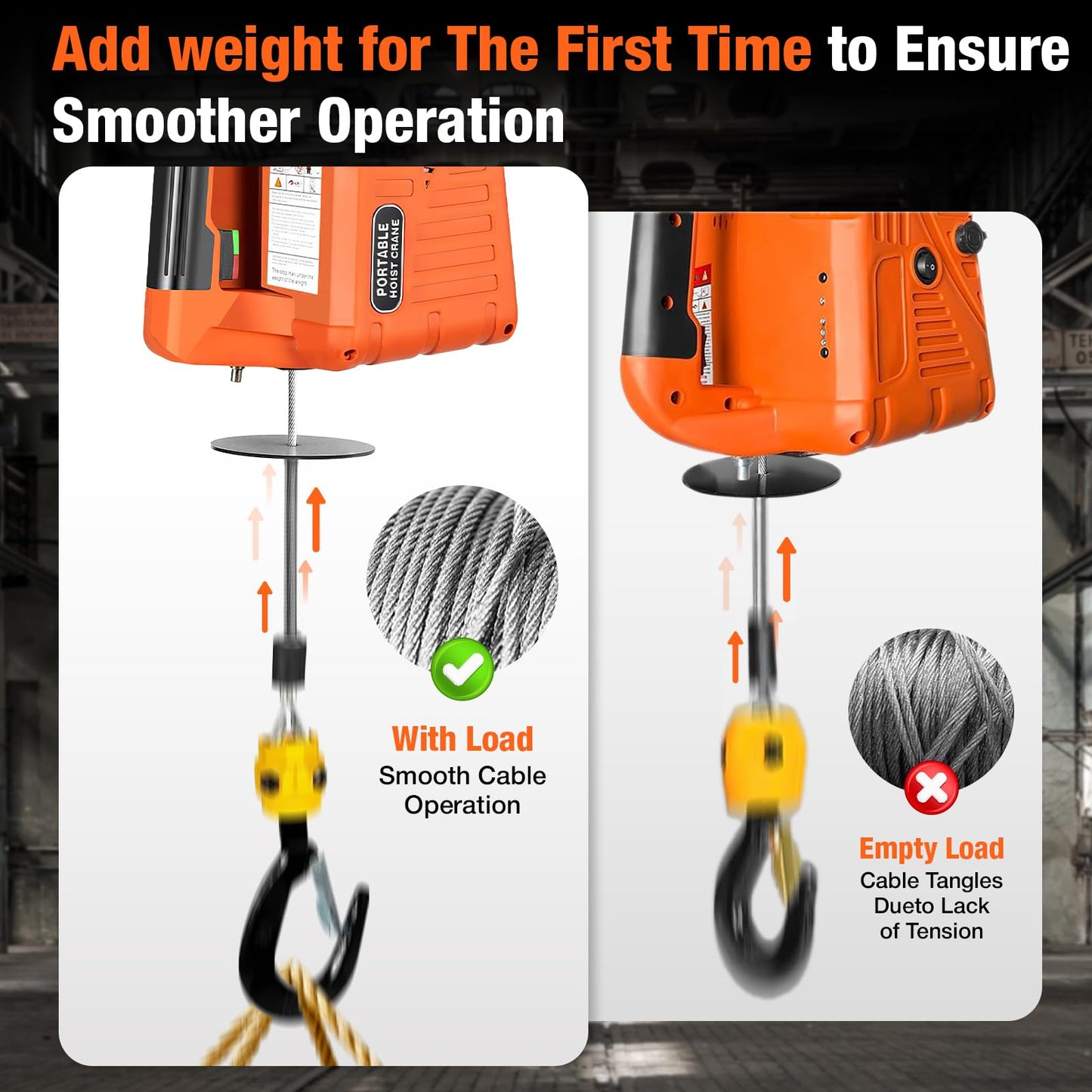 3-in-1 Electric Hoist with Remotes, 2200lb Capacity Portable Power Winch Crane 110V, 25ft Lifting Height (Orange, 3-IN-1-2200LBS)