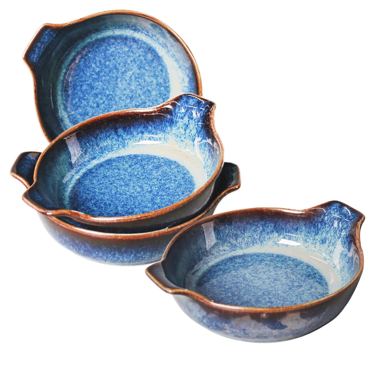 LIUYWYHCF Ceramics Au Gratin baking Dishes Set of 4, Baking Tray Bake ware, 8.6 oz Ramekins, for Pie Pan, Appetizer, Tart, Dessert, Quiche, Oven Small dish, individual dishes, Round 7.5 Inch