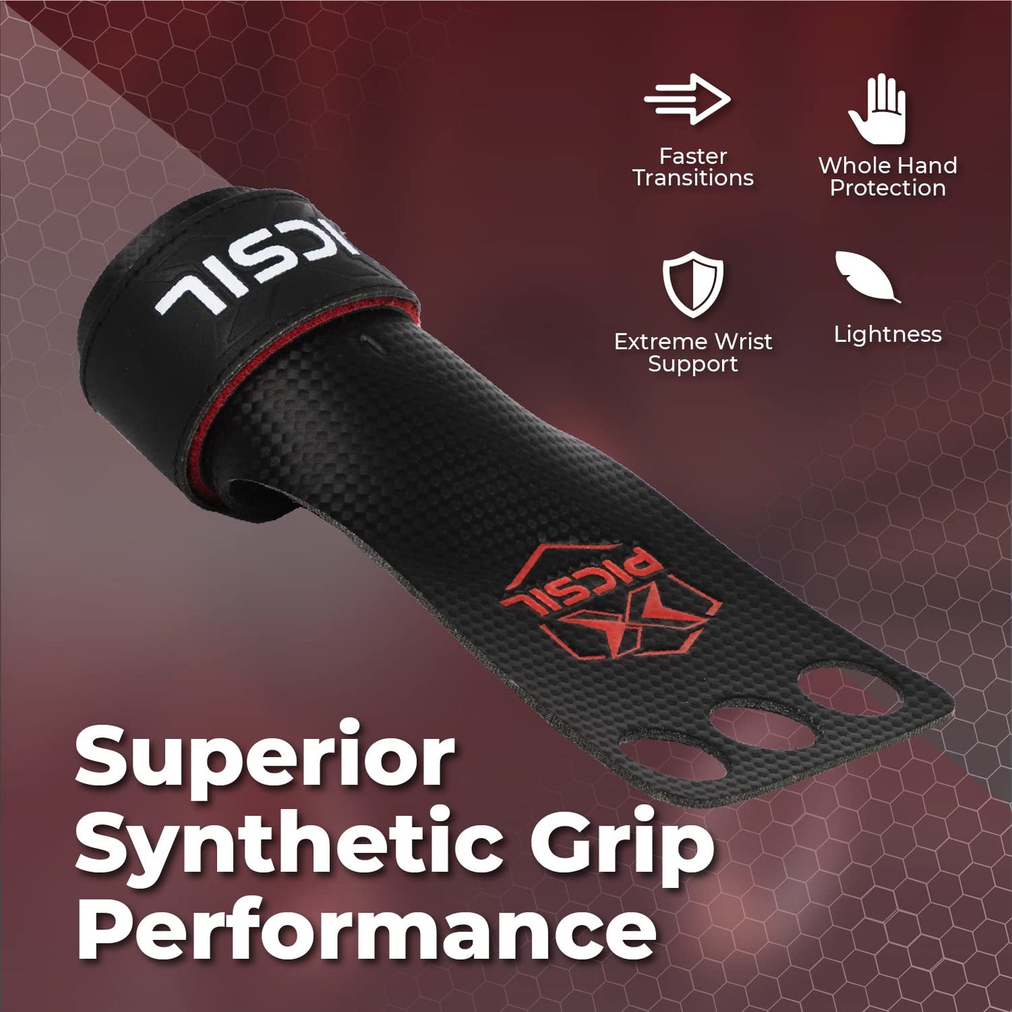 PICSIL RX Grips for Cross Training and Gymnastics, Carbon Fibre Material, Use with Magnesium, Grip on All Surfaces and Bars, Designed for All Athletes