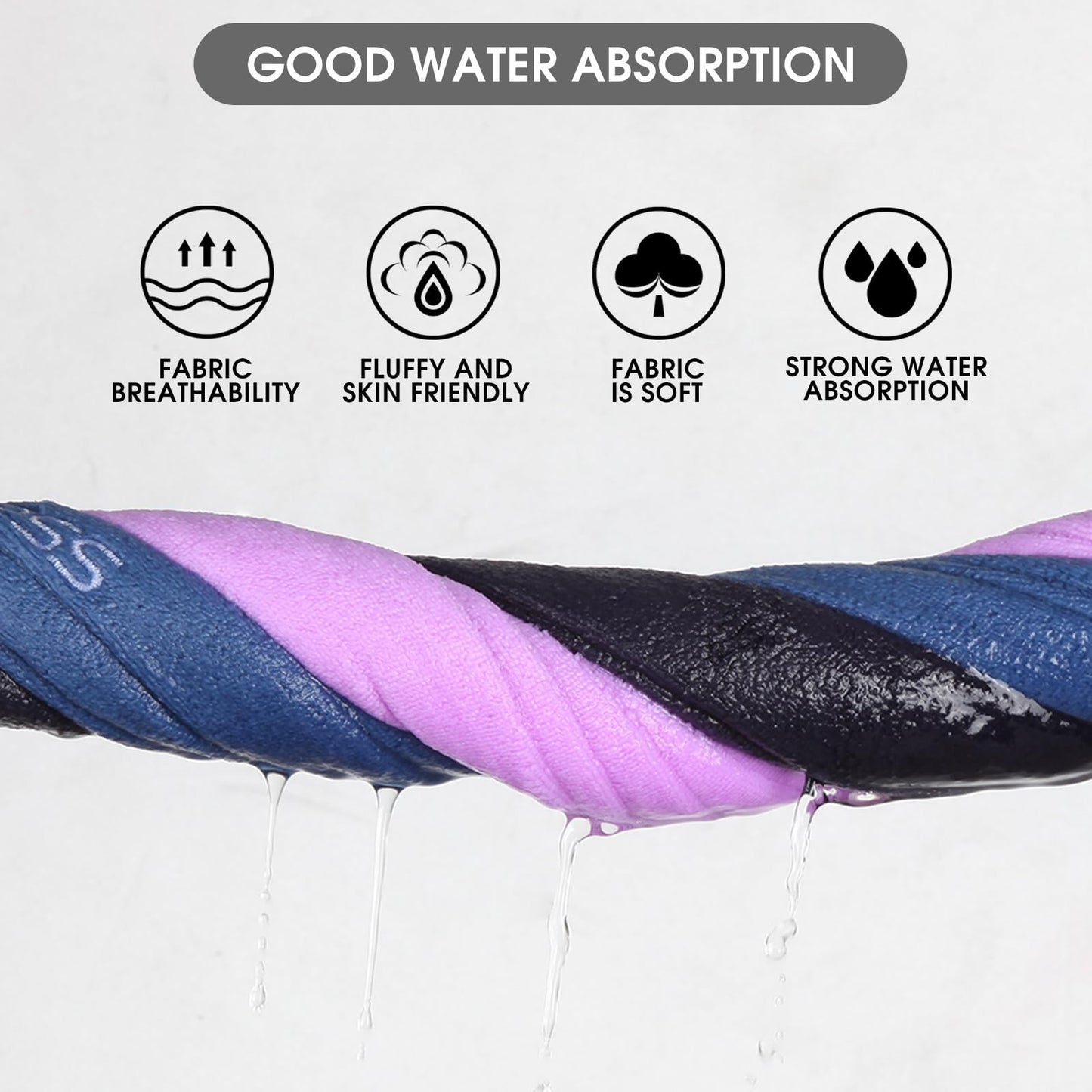 Xoofewal Microfiber Gym Towel Set for Men Women, Super Soft and Quick-Drying Towels for Fitness, Yoga, Cycling, Swimming (Blue+Grey+Purple, 3 Pack)