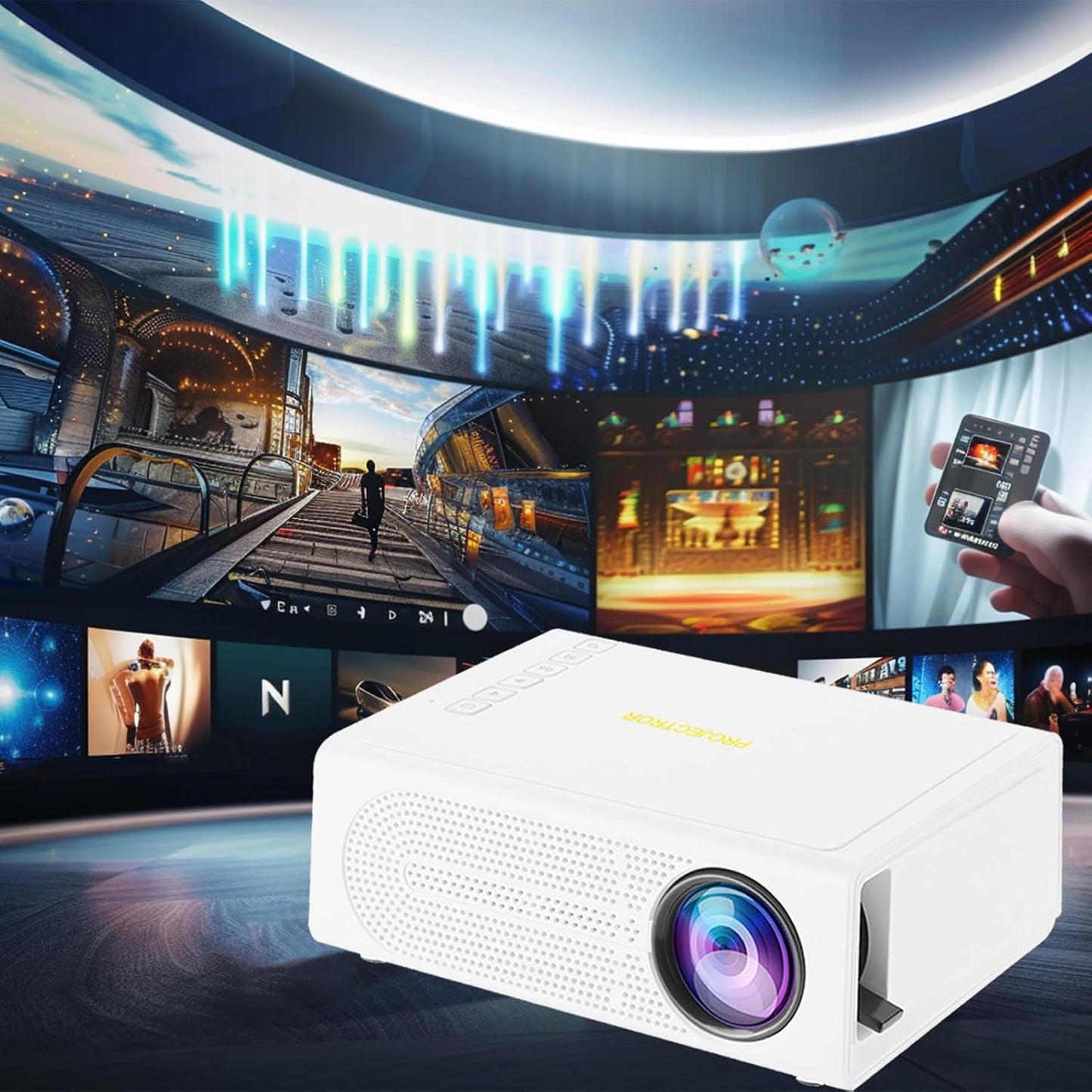 Generic 1080P Portable Wall Projector, Mini Projector for Bedroom with Remote LED, Phone Projector HD, Projector