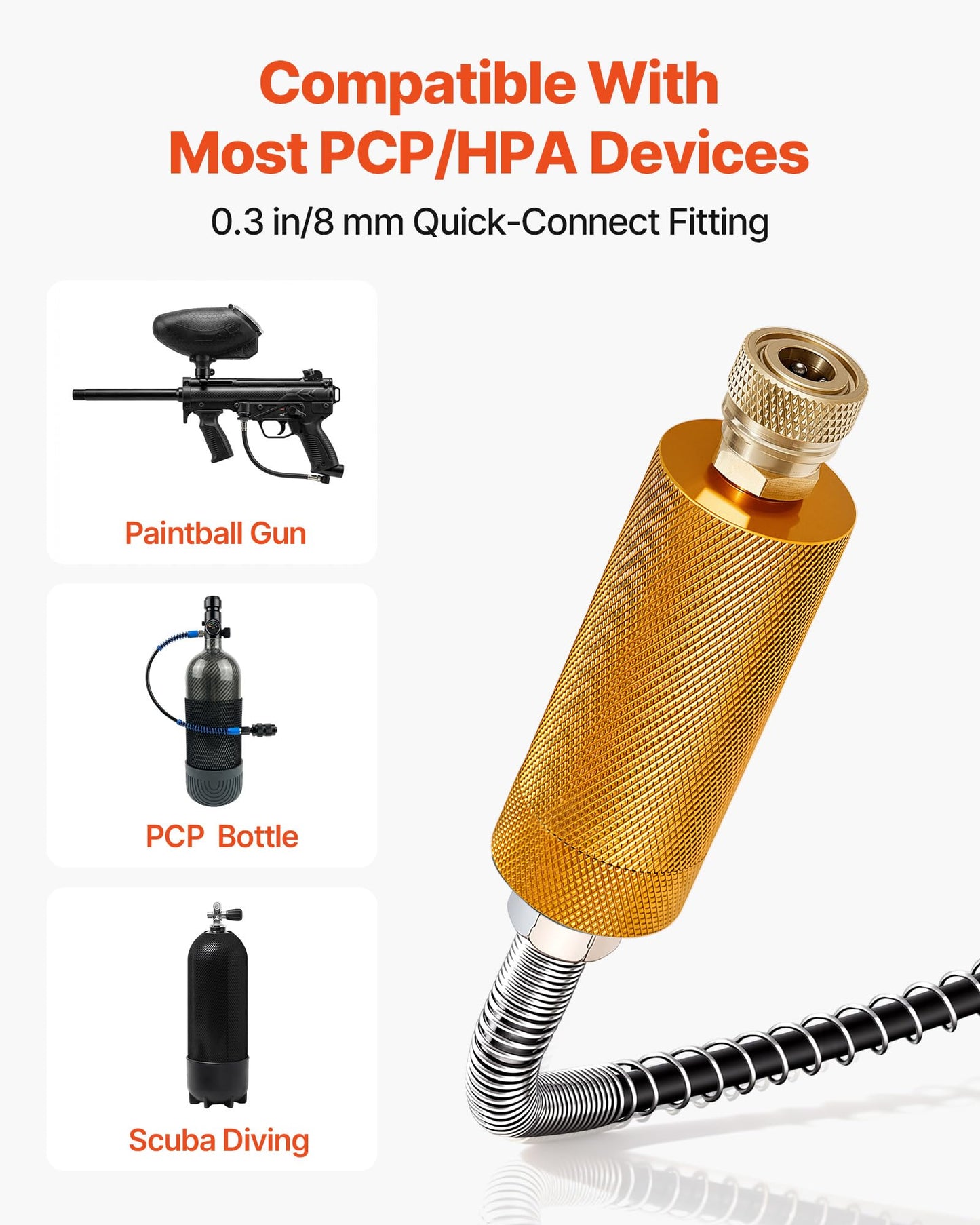 VEVOR PCP Air Compressor, 4500PSI/30Mpa Portable PCP Airgun Compressor - Built-in Water and Fan Cooling System, Auto-Stop | DC12V/AC120V Paintball Tank Compressor for Air Rifle, Scuba Diving Bottle