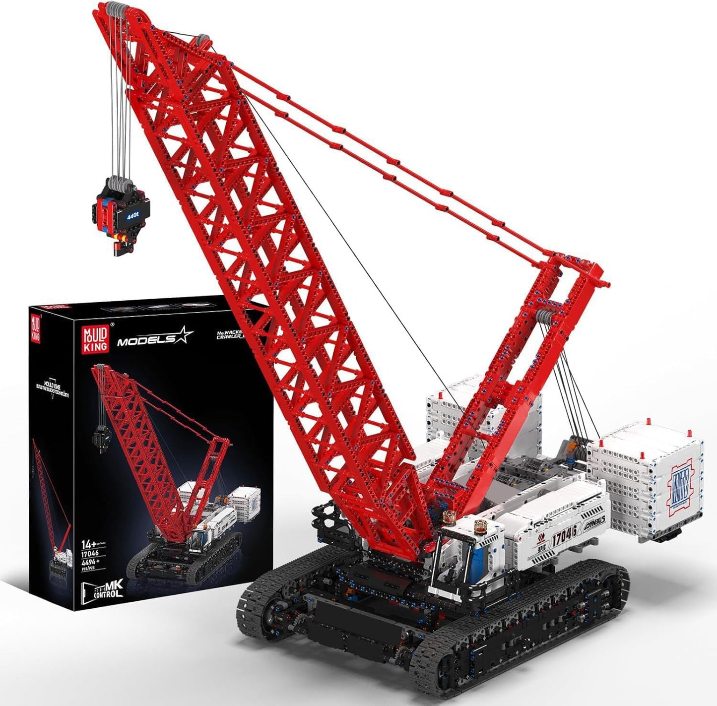 Mould King 17046 Crawer Crane LR16000 Building Block Kits, MOC Mobile Crane Heavy-Duty Cranes Model Sets to Build, APP Control Large Engineering Vehicles, Collectible Set for Adults (4494+ Pieces)