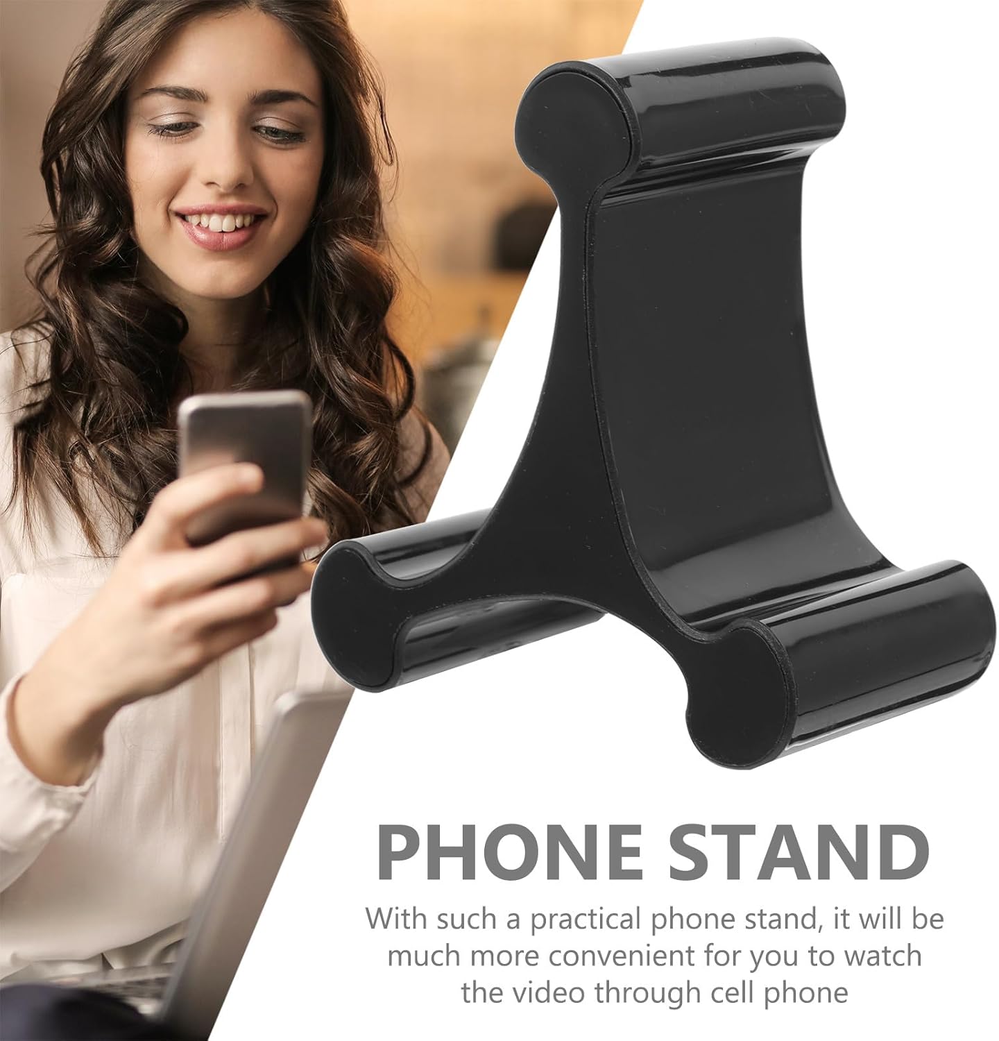 AGFELO Triangle Desktop Phone Holder Stand for Cellphone and Tablet, Black Triangular Desk Mount Rack for Mobile
