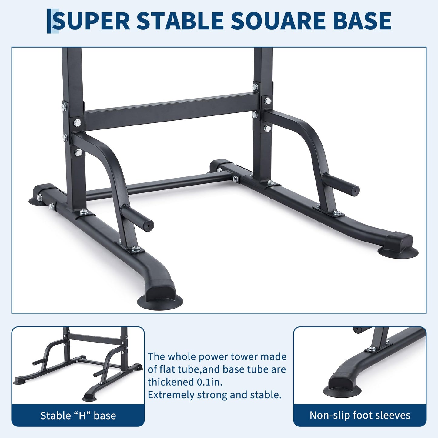 COZONY Adjustable Power Tower Pull Up & Dip Station – Multifunction Strength Training Equipment – 880LBS Capacity – Space-Saving Standalone Chin Up Bar – Black Color