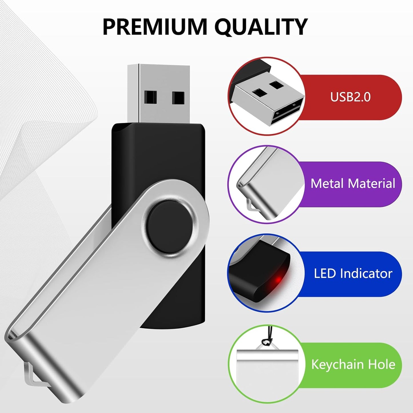 AreTop 2GB 10 Pack USB2.0 10 USB Flash Drive Pen Drive Memory Stick Pendrive Thumb Drives Bulk for Fold Data Storage