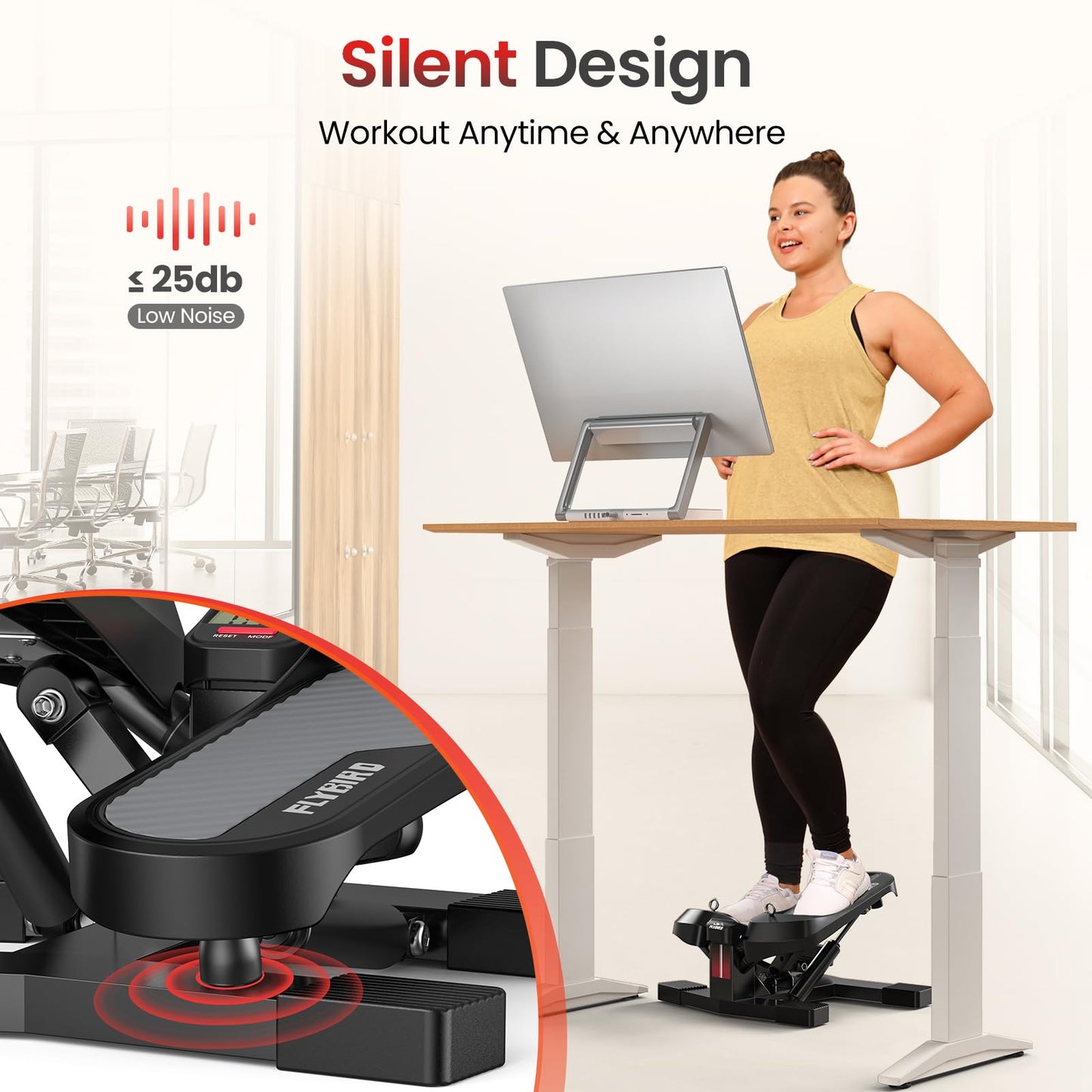 FLYBIRD Stair Stepper Machine with Resistance Bands for Home Workout, 350 LBS Capacity Twisting Stepper for Cardio, Legs, Hips & Glutes, Fitness Equipment for Men and Women