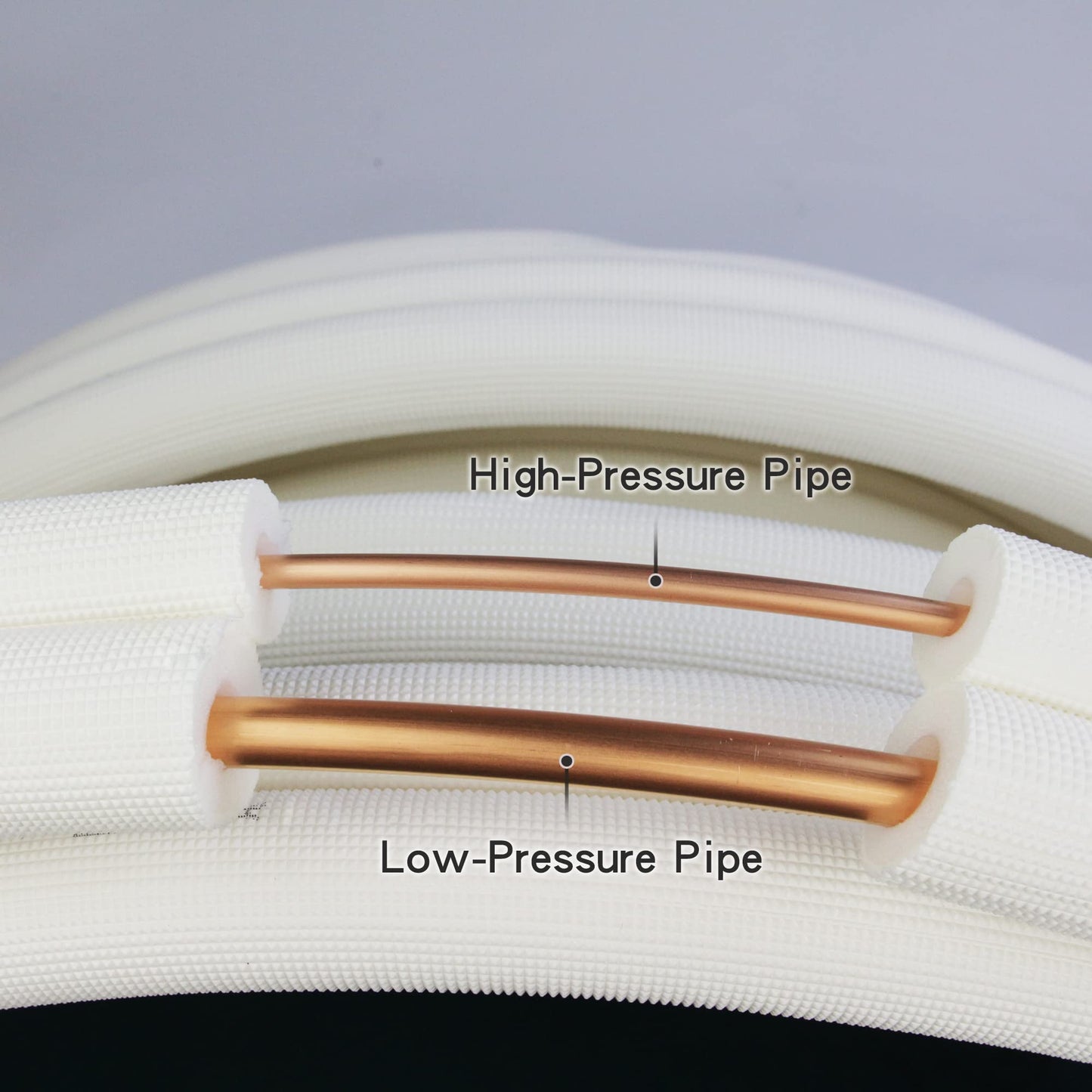 50ft Length Mini Split Line Set,1/4" 3/8" OD Copper Pipes Tubing and 3/8 White PE Thickened Insulated Coil with Flared Nuts for Mini Split Air Conditioner HVAC or Heat Pump System. (50Ft(1/4+3/8))
