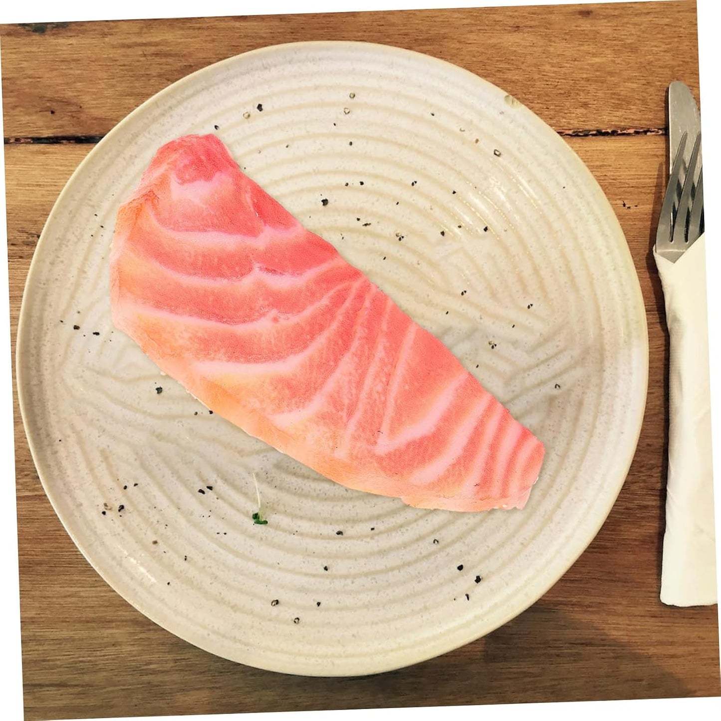 KOMBIUDA Simulated Salmon Slice Fake Food Model Lifelike Salmon Prop for Kitchen Decoration Restaurant Display