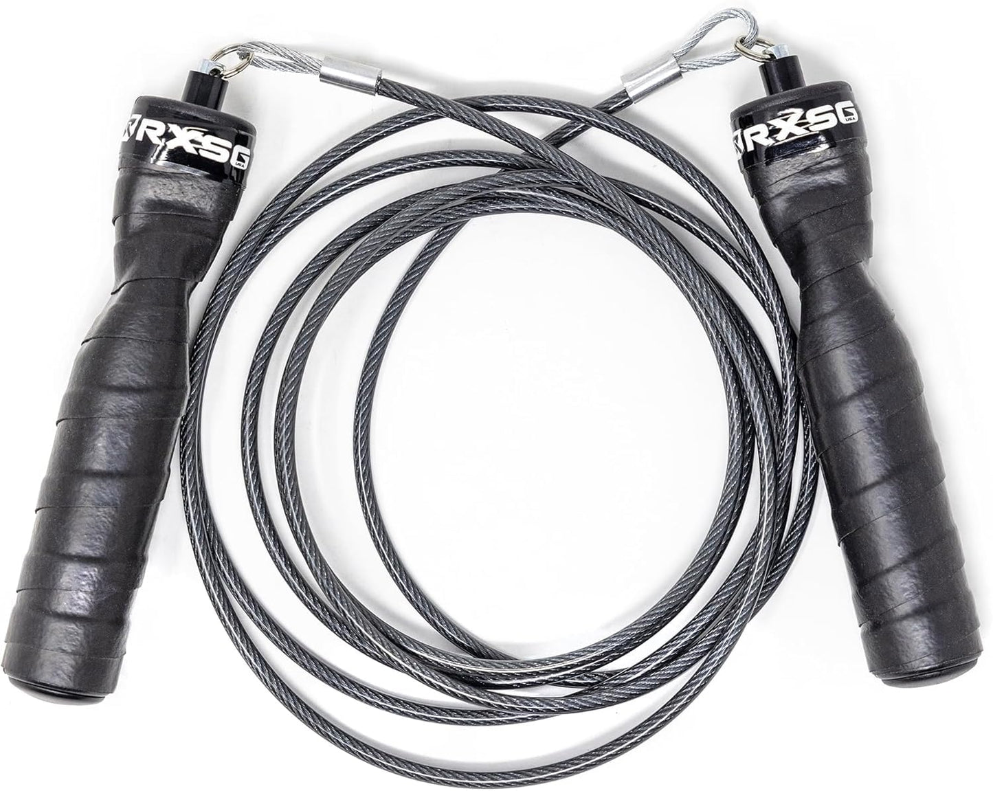 Rx Smart Gear Jump Rope - Black Ops Ergonomic Handles with Trans Black Cable Buff 3.4 8'6"| Jump Smart Weighted Speed Rope for Sports & Fitness, MMA, HIIT, Cardio & Functional Workout