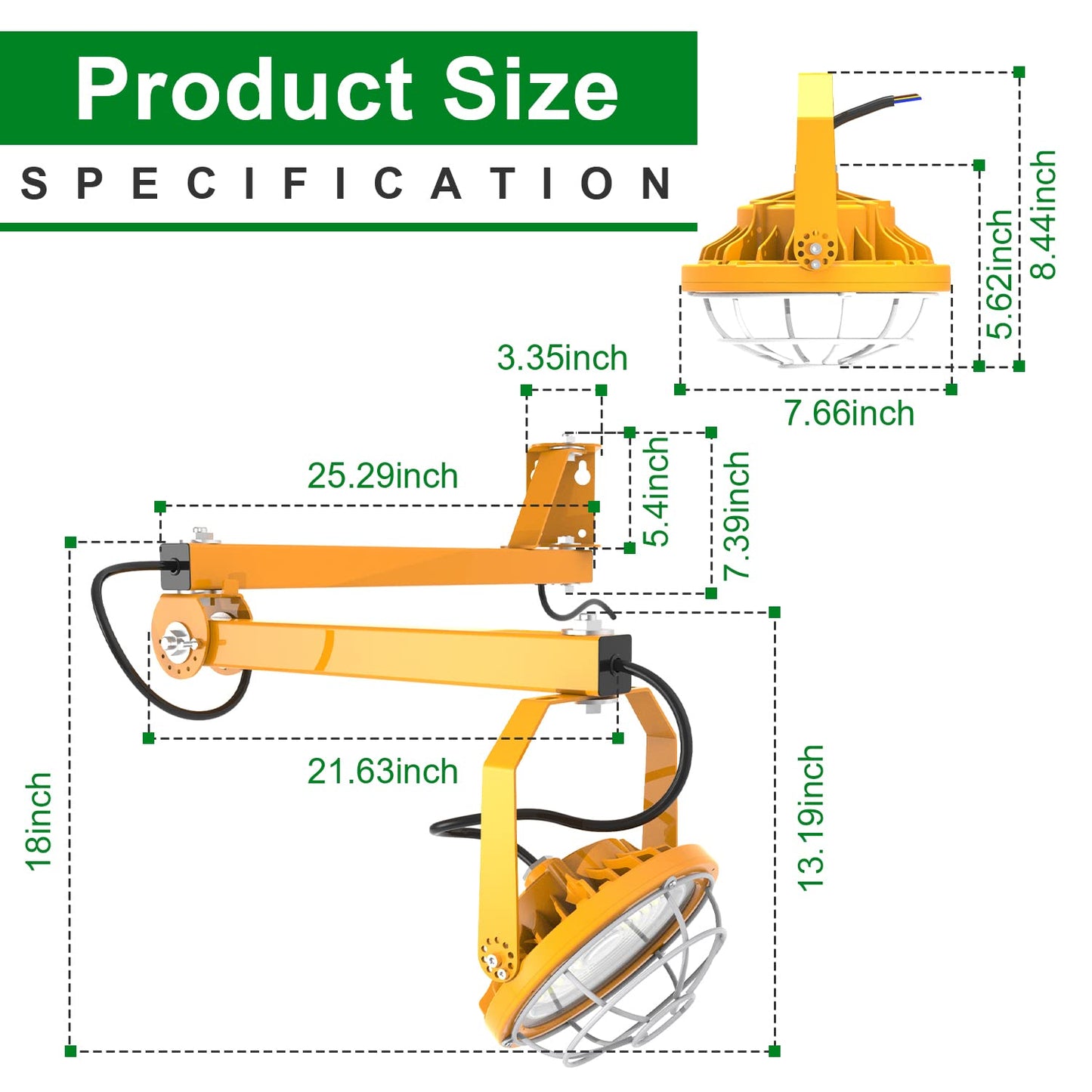 OSTEK LED Loading Dock Lights 30W with Swing Single Folding Arm 4,200LM, 360° Rotatable Lamp Head, IP65 Heavy Duty Wall Mounting Workbench Light for Warehouse Trailers Docks Container,5000K