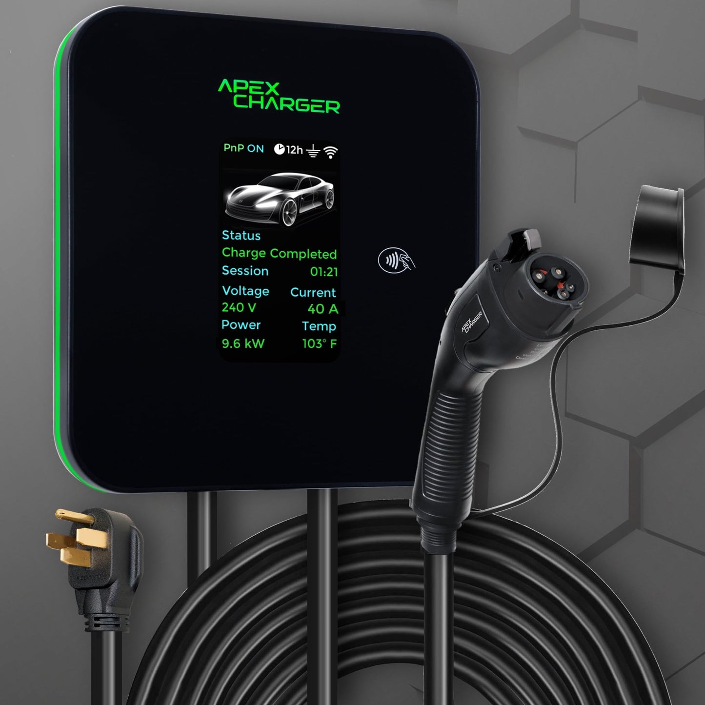 MACH 2:Fast Level 2 EV Charger 48 amp Garage-pro wall-Mount. Electric Vehicle Charging Station 4 Nema 14-50 Outlet. J1772 car Connector. Key Accessories: 30ft Cable & Tesla NACS evse Portable Adapter