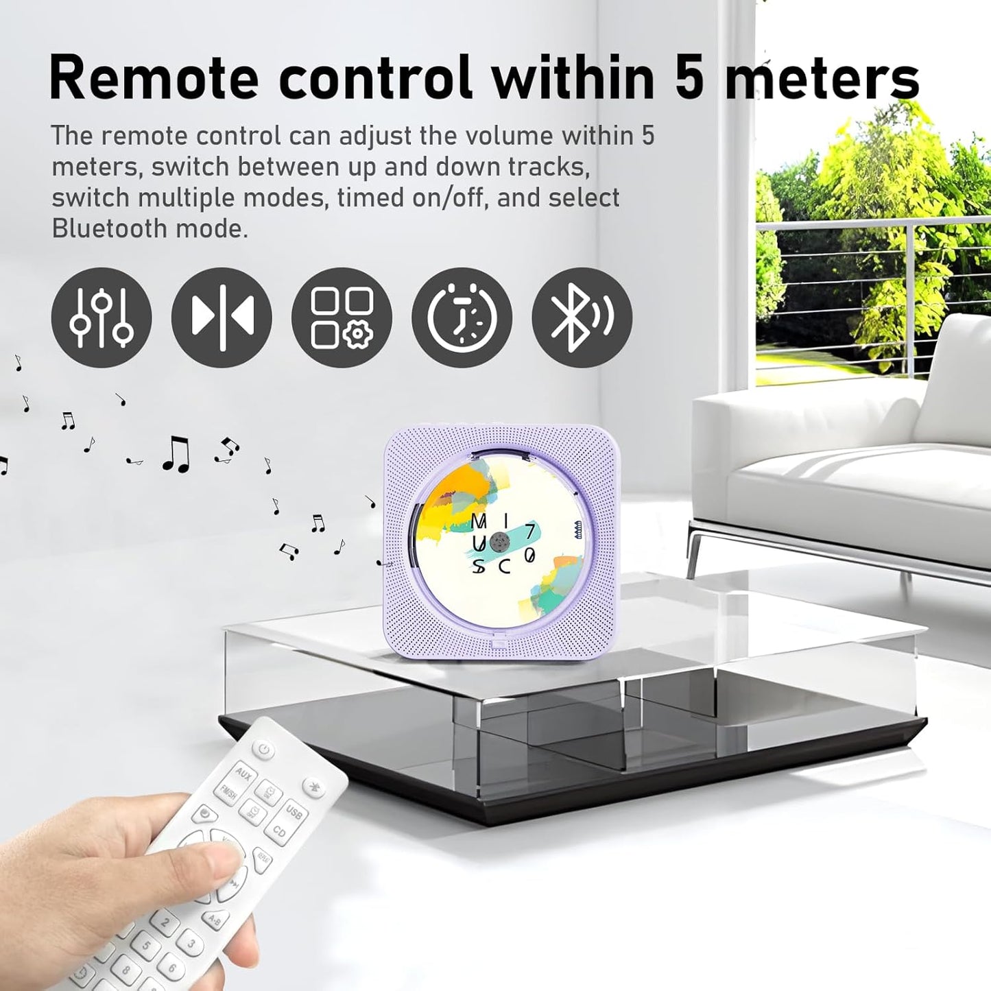 ZYOKATA 5.1 CD Player Portable Bluetooth Desktop CD Player with HiFi Sound Speakers,Remote Control,Dust Cover,LED