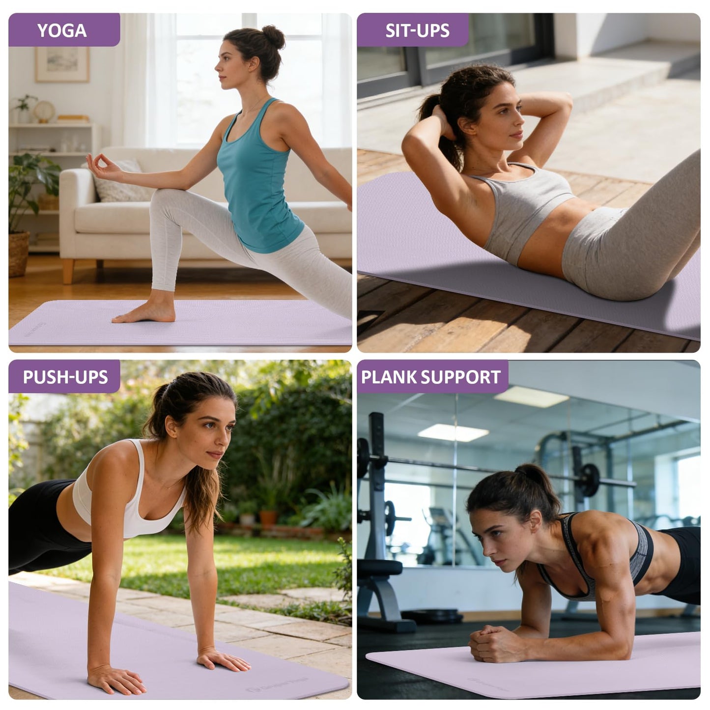 Gruper Yoga Mat Non Slip, 72"L x 24"W x 0.24"/0.32"TH, Anti-Tear Exercise Mat with Carrying Strap and Bag, Pro TPE Yoga Mats for Women, Workout Mats for Home, Pilates and Floor Exercises