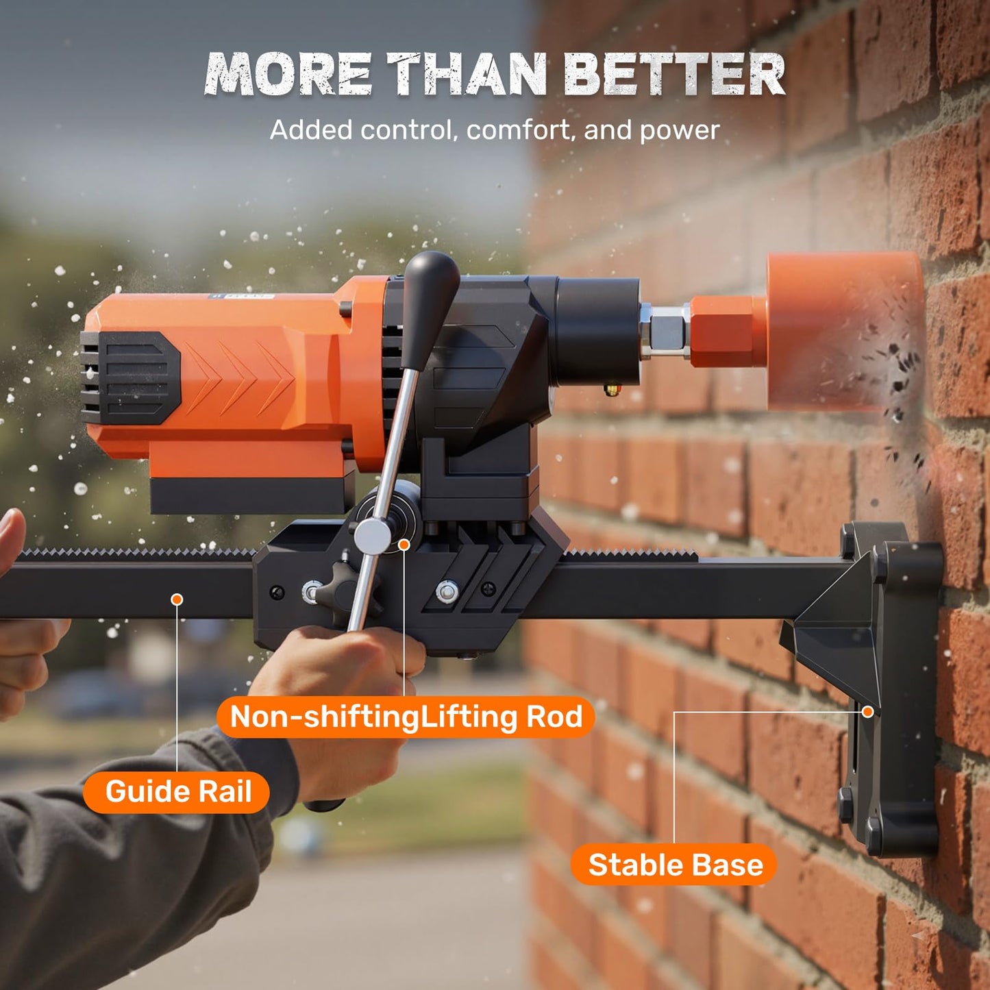 Zelurelle 8" Diamond Core Drill Machine with Stand, 2500W Wet & Dry Concrete Core Drilling Rig, 750RPM Heavy Duty Core Drill Press for Concrete Brick Stone Masonry, Max Depth 23.6"