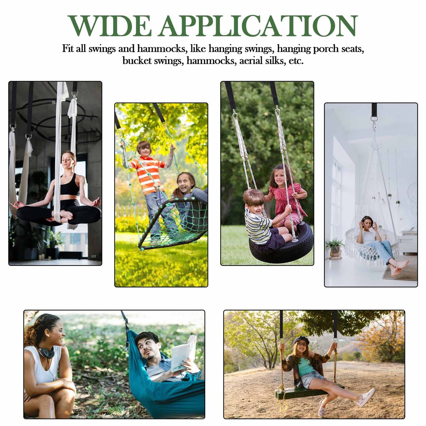 Werflyto Safe Tree Swing Hanging Straps Kit, 3FT/10FT/15FT/20FT, Heavy Duty Holds 5500LBS Extra Long Adjustable Tree Swing Straps, Easy & Fast Way to Hang Any Swing or Hammock(15 FT)