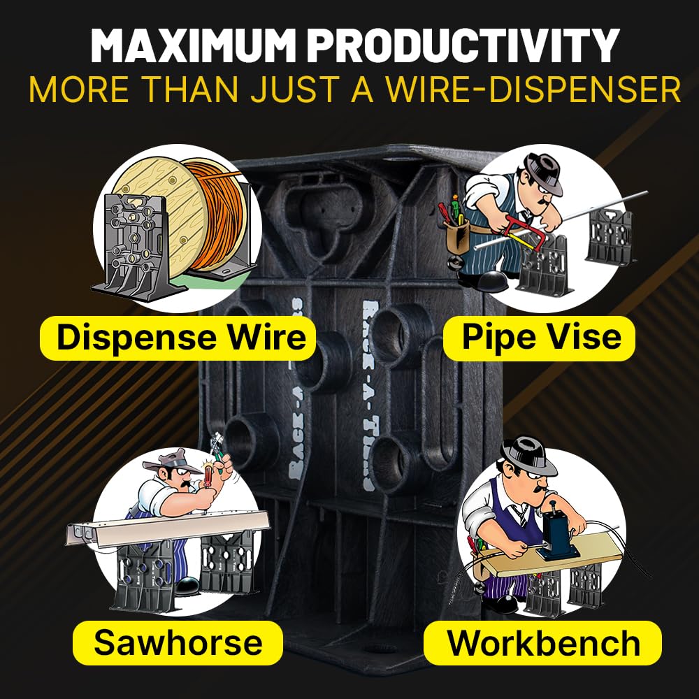 Rack-A-Tiers Wire Dispenser - Electrician's Wire Spool Rack, Multi-Purpose Cable Dispenser, Award Winning Electrical Wire Rack, Wire Spool Dispenser, Wire Reel Caddy (11455)