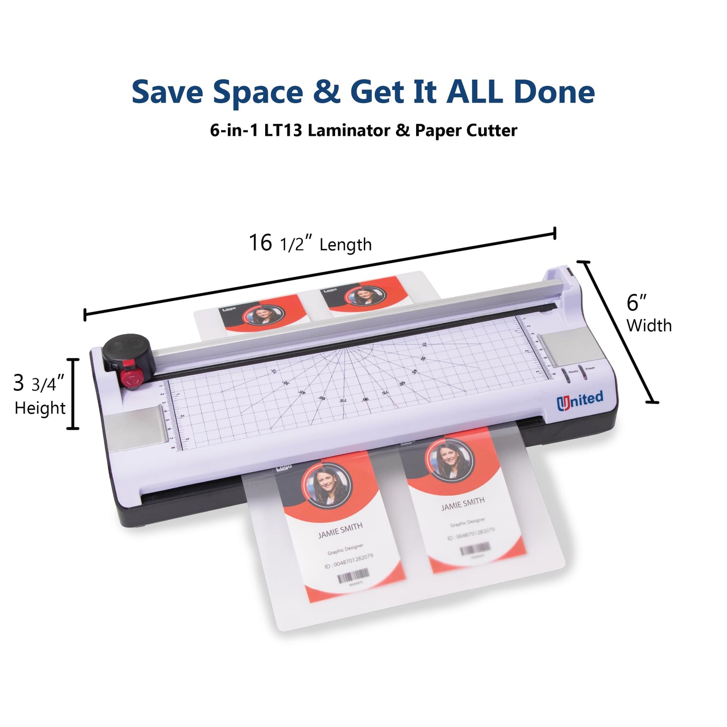 United Office Products LT13 6-in-1 Thermal & Cold Laminator with Paper Trimmer and Corner Rounder, 13” Width, Laminating Machine for Home, Office and Schools
