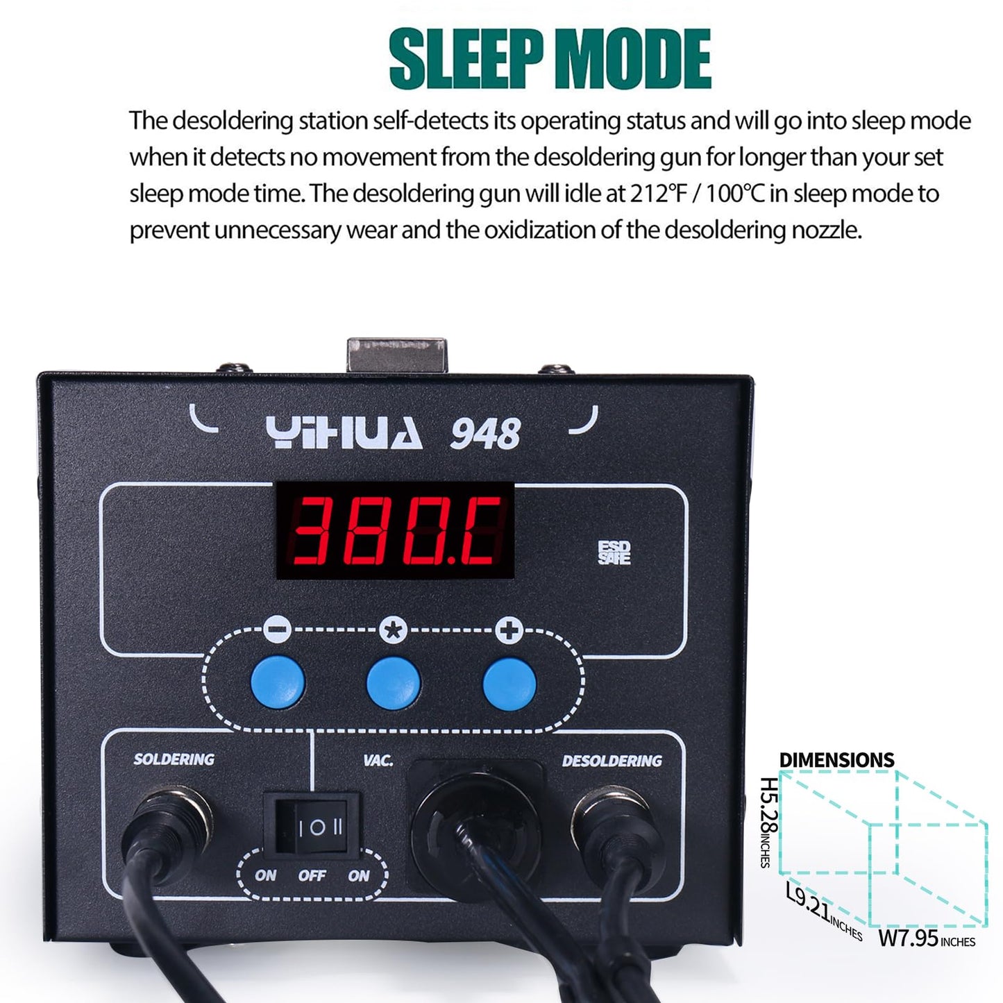 YIHUA 948 Upgraded 2 in 1 ESD Safe 80W Desoldering Station and 60W Soldering Iron- Desoldering Gun and Soldering Station °F /°C