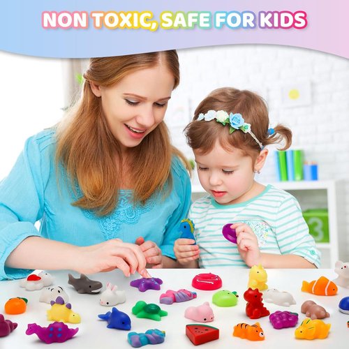 Mochi Squishy Toys 100 Pack - Fun Party Favors for Kids | Birthday Gifts & Classroom Prizes