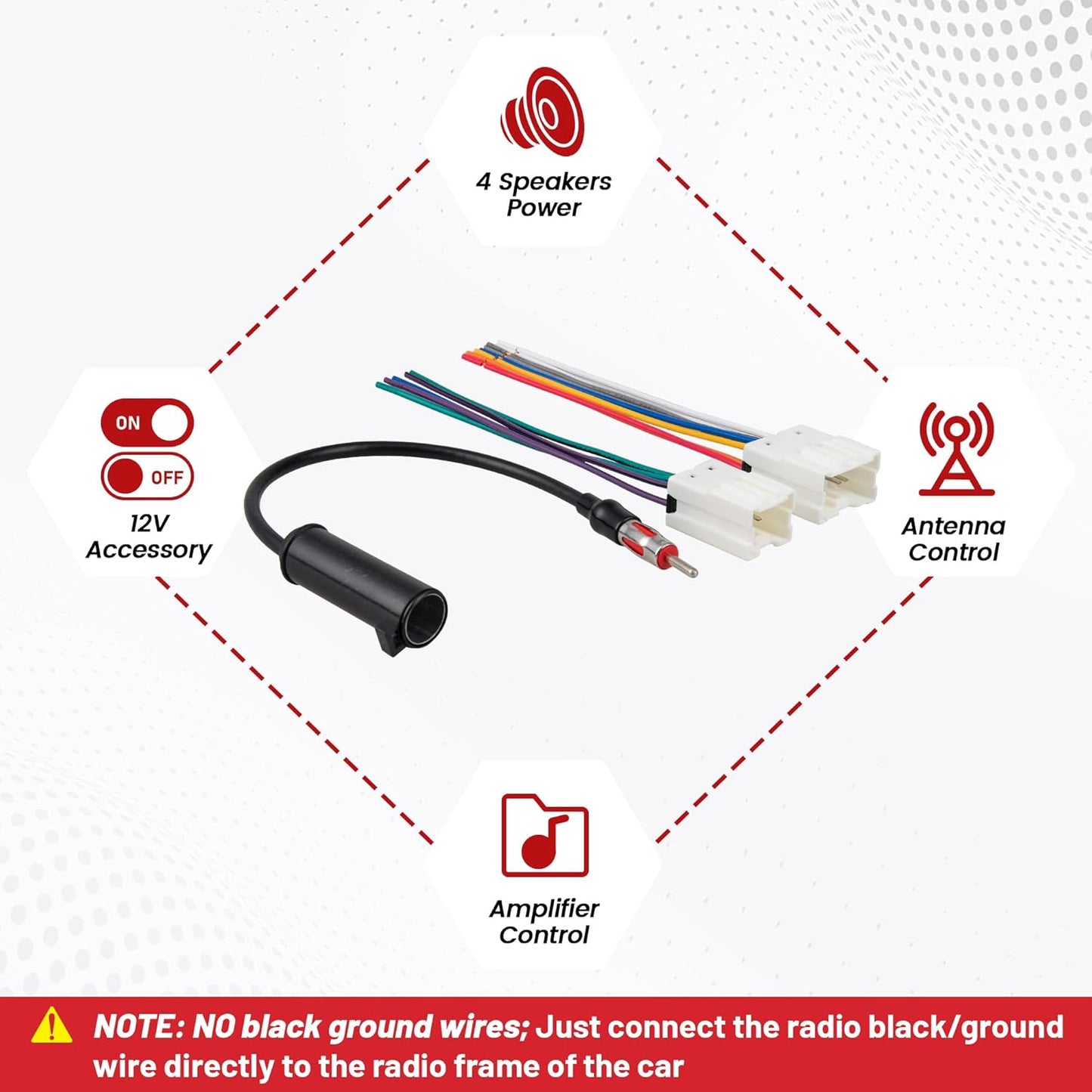 1998-2012 1990-2008 G2/QX4 RED WOLF Radio Wiring Harness w/Antenna Adapter Compatible with Nissan Frontier Pathfinder