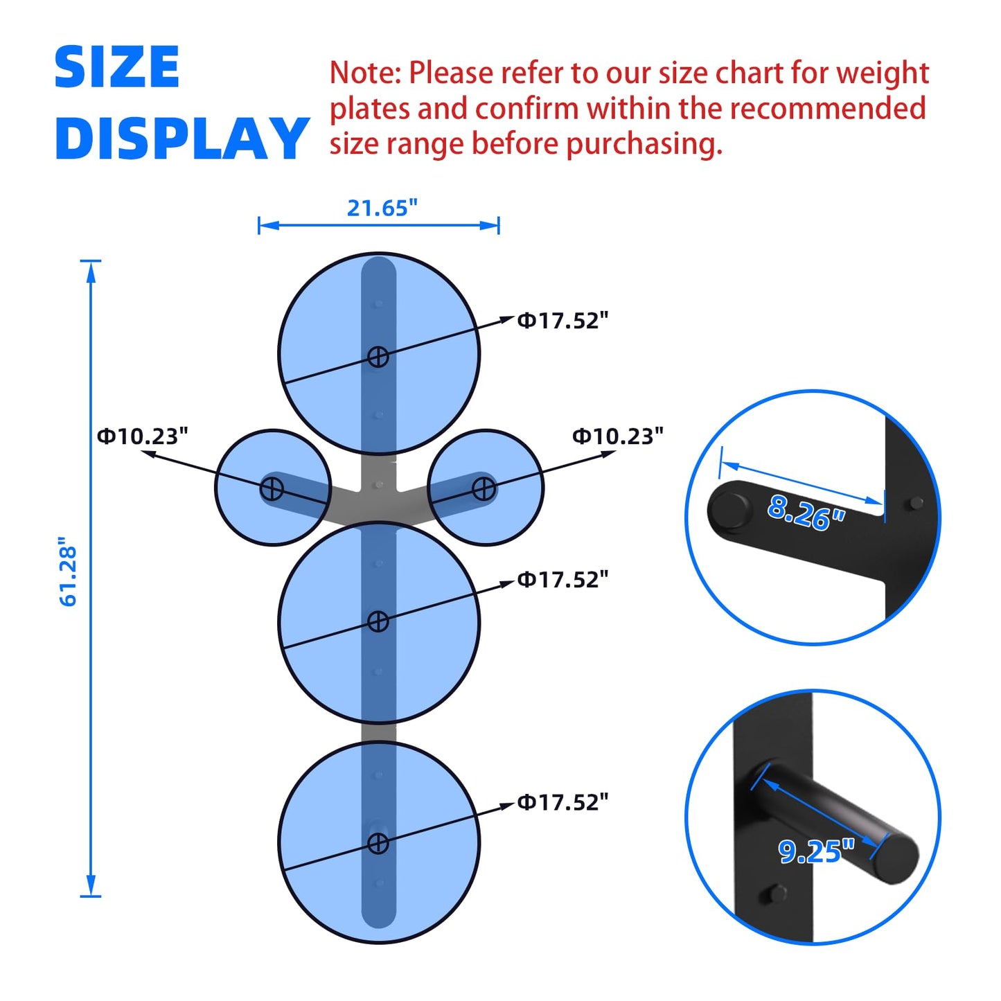 Weight Plate Storage Rack, Wall Mounted Bumper Plate Weight Rack Storage, Space Saving Strength Training Plate Trees for Garage Home Gym Strength Training, Load Up to 700 LBS, 3-Peg, Fit 2" Plates (Weight Plate Storage Wall Mount)