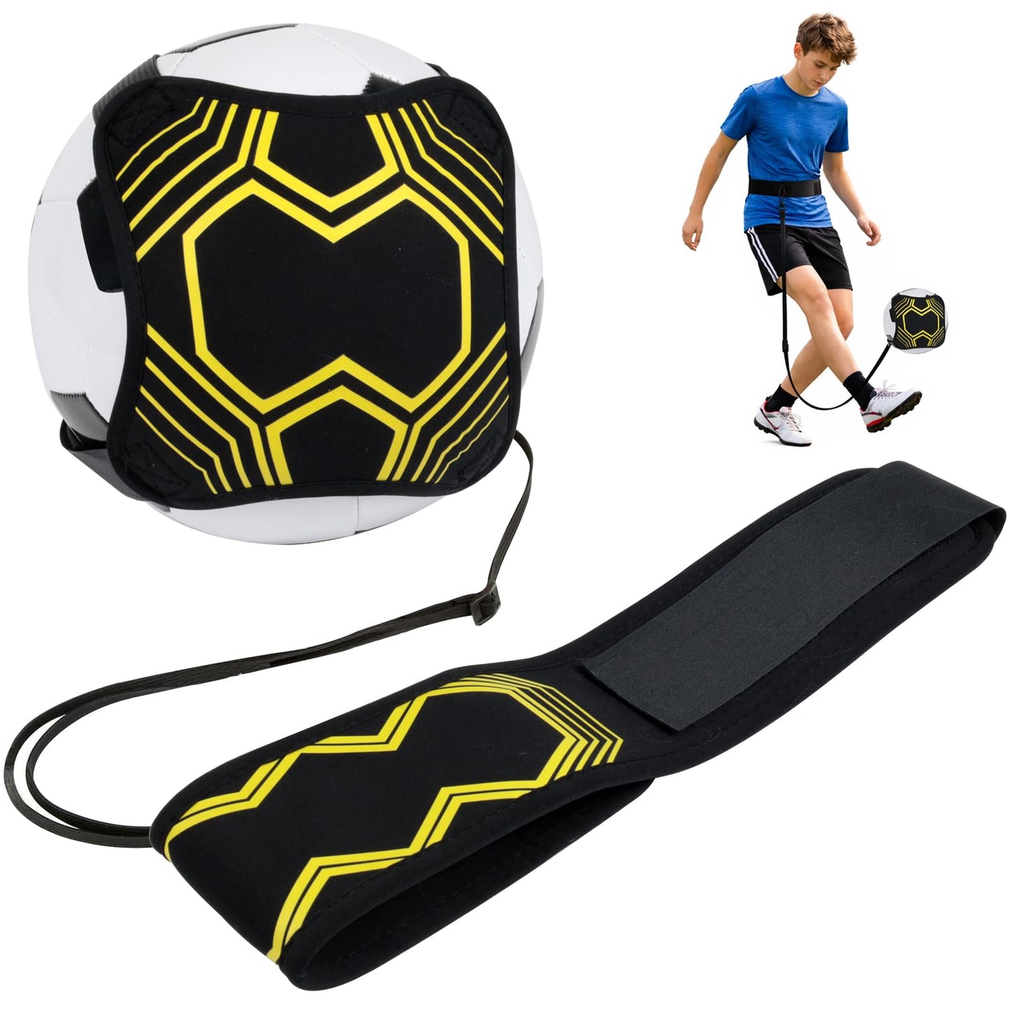 Vomitawy Soccer Kick Trainer with Adjustable Waist Belt, Solo Soccer Training Equipment for Kids and Adults, Kick Back Practice for Dribbling Passing Shooting, Fits Ball Sizes 3 4 5