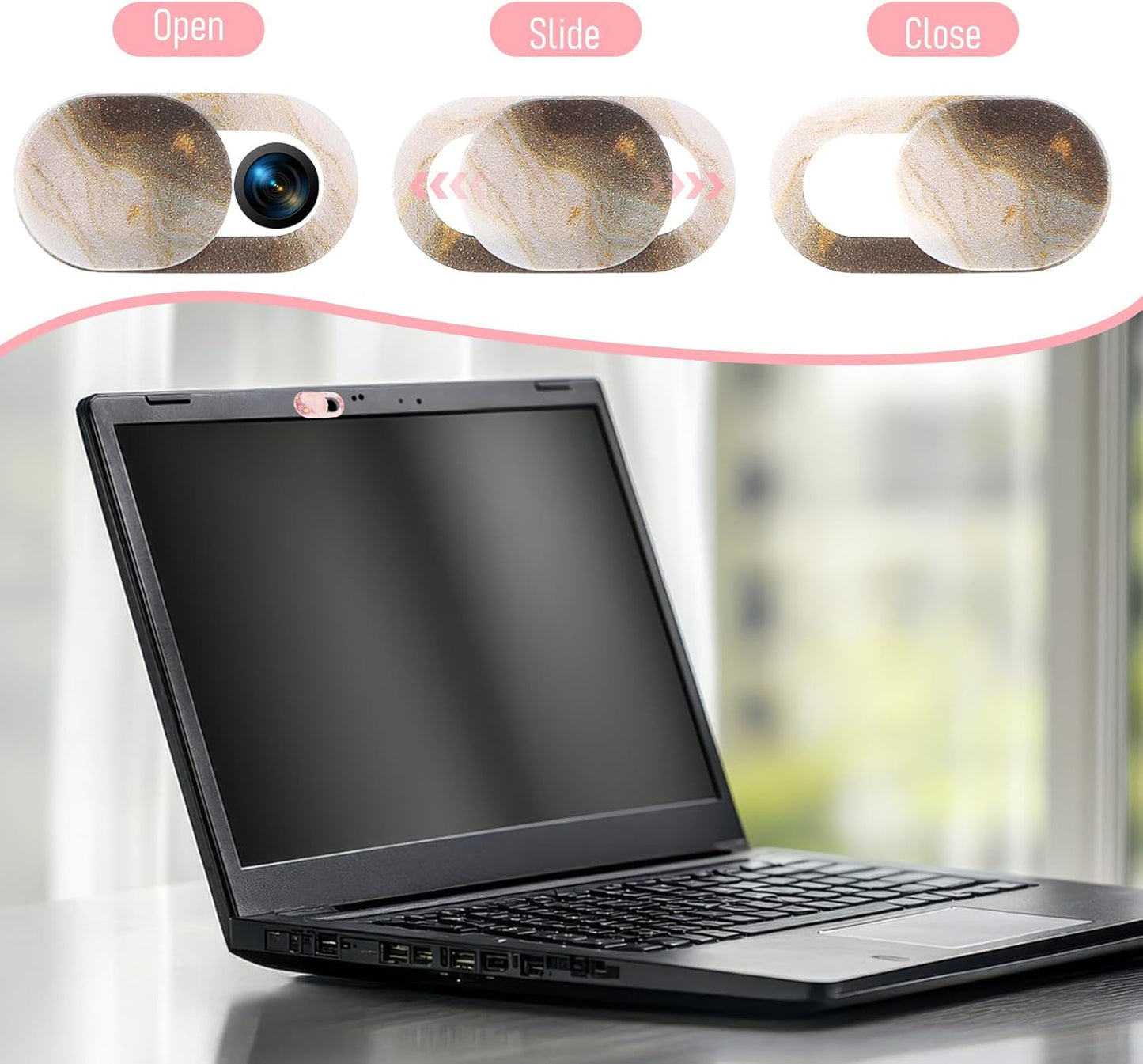 DOPENSPI 8PCS Webcam Cover Slide, Colorful&Marble Laptop Camera Cover Slide Computer Phone Camera Covers Privacy