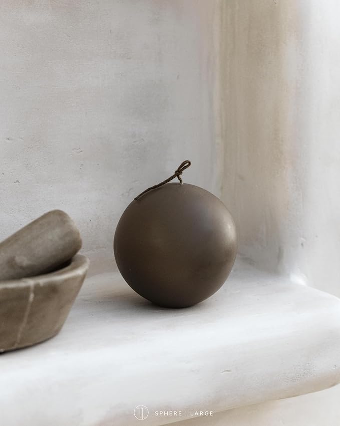 LAWA Sphere Candle - Beautiful Handmade Pillar Scented Soy Wax Elegant Aesthetic Candle Housewarming Gift Home Room Shelf Decor Idea (Kobicha, Large)