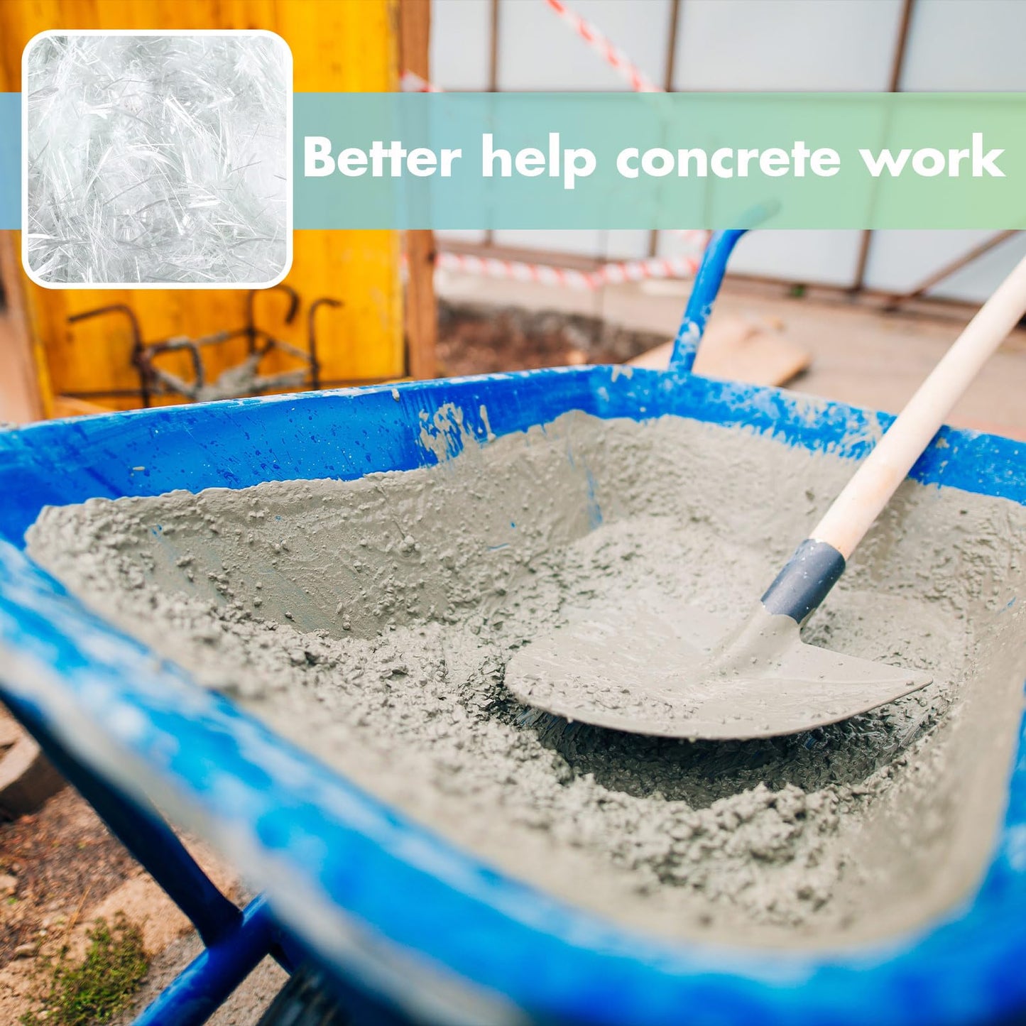 Frienda 6.6 Lb Fiberglass for Concrete Cement Mortar Mix Reinforcement Anti Seepage Anti Cracking Glass Fibers Concrete White Fiber Glass for Concrete Building Walls Garden Floor, 0.75 Inches/ 19 mm